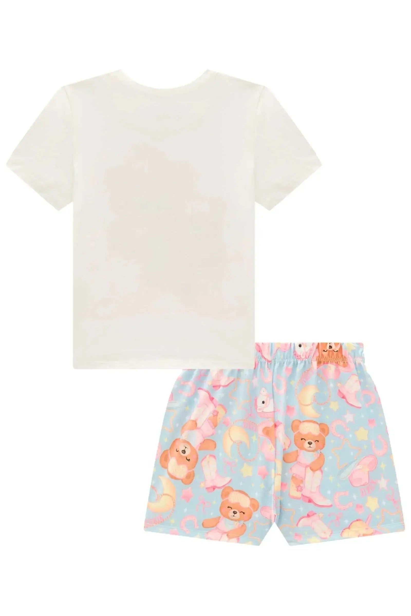 Conjunto de Pijama de Blusa em Meia Malha e Shorts em Malha Fresh 99718 Kukiê Infantil Menina
