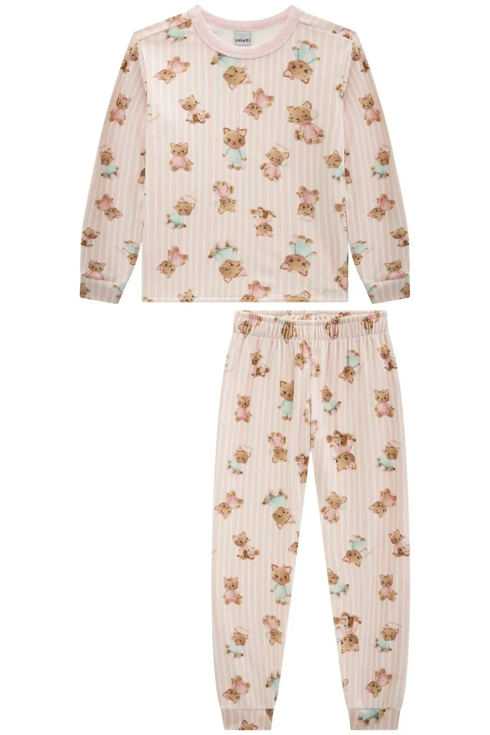 Conjunto de Pijama de Blusão e Calça em Fleece Luxo 89626 Infanti Infantil Menina