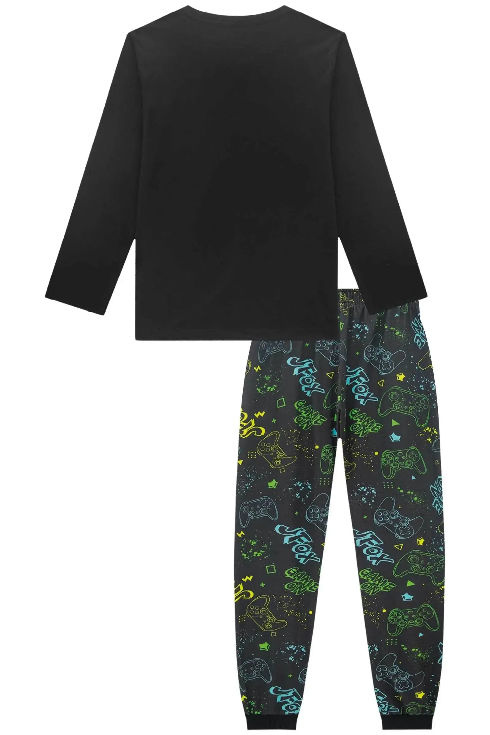 Conjunto de Pijama de Camiseta em Meia Malha e Calça Jogger em Malha Comfy 93398 Johnny Fox Teen Menino