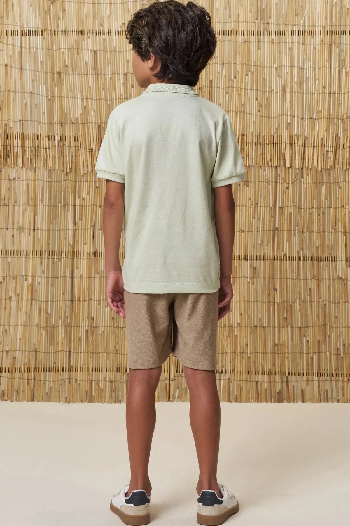 Conjunto de Polo em Meia Malha e Bermuda em Cotton Jeans com Elastano 99064 LucBoo Infantil Menino