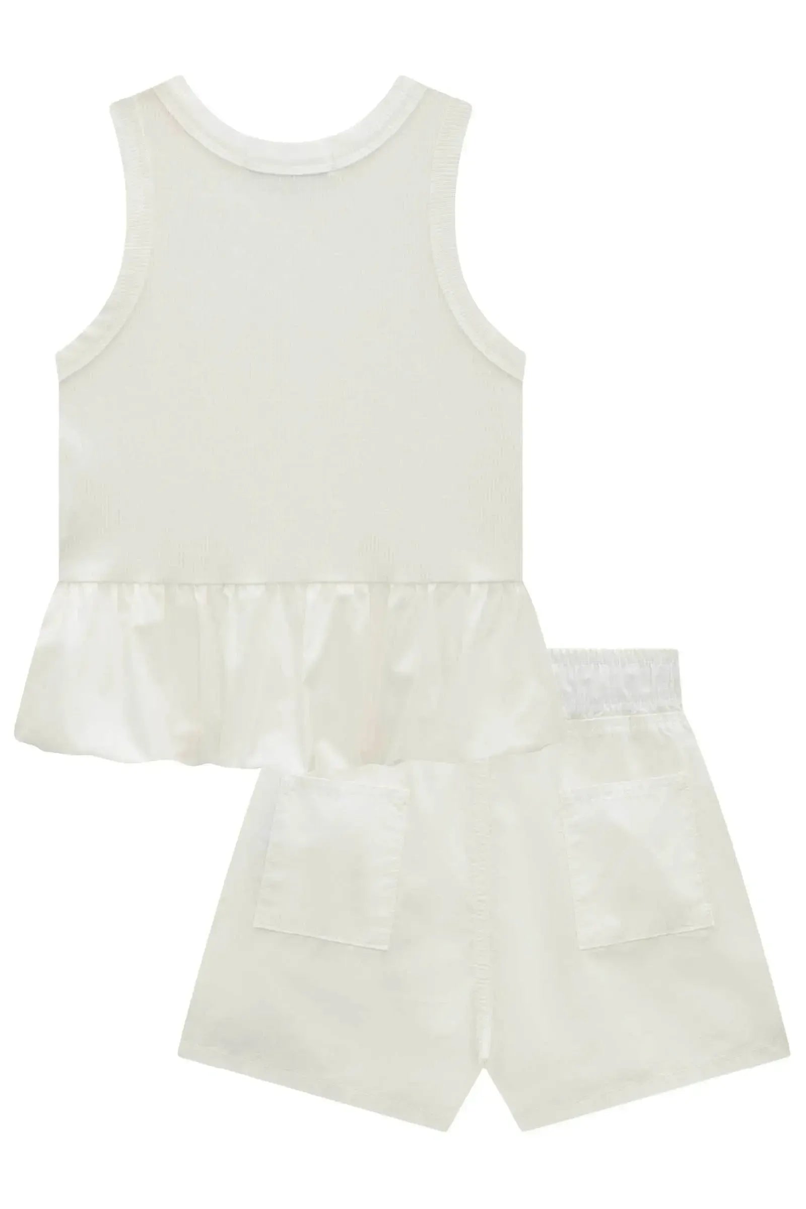 Conjunto de Regata Balonê em Canelado Liz com Detalhe e Shorts em Sarja com Elastano 99371 Lilimoon Teen Menina