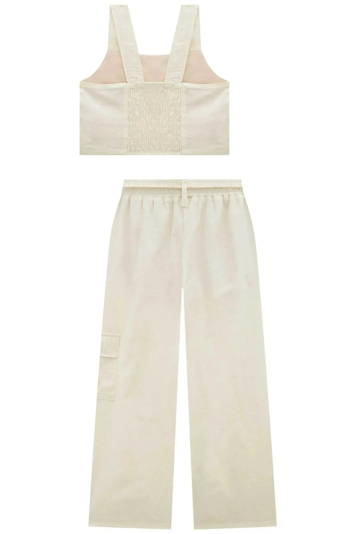 Conjunto de Regata e Calça Wide Leg em Linho 99118 Vic Teen Menina