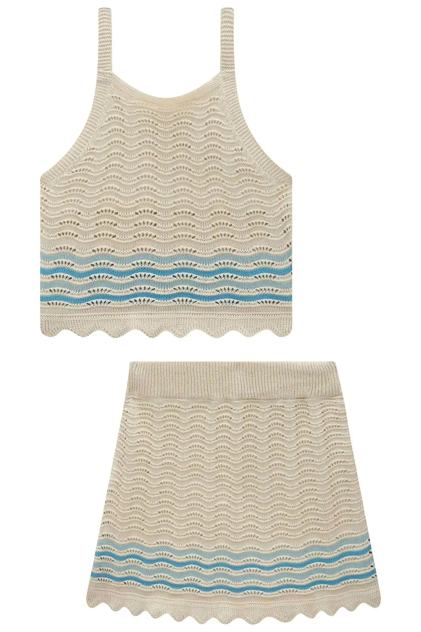 Conjunto de Regata e Saia em Tricot 100% Algodão 97600 Infanti Infantil Menina