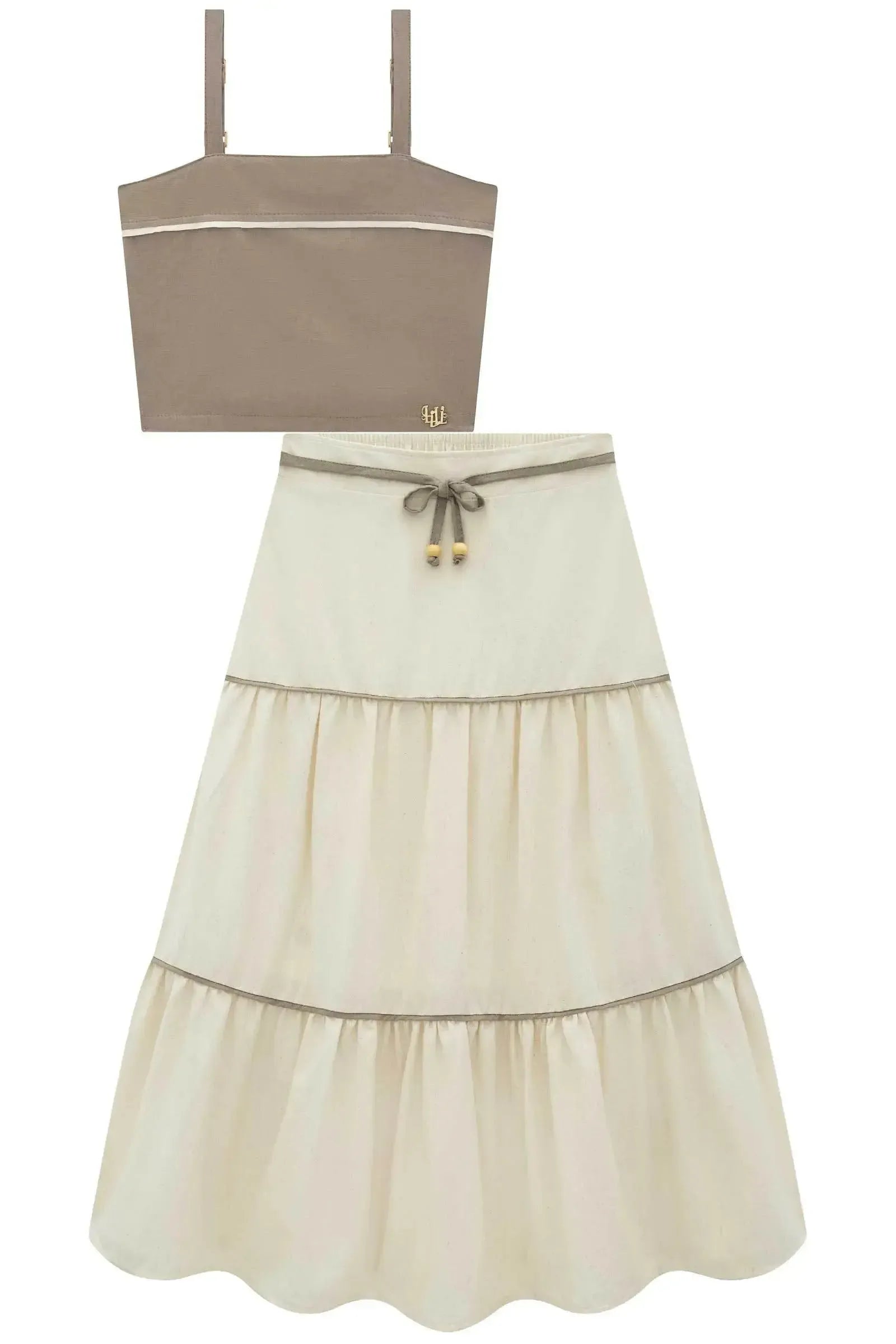 Conjunto de Regata e Saia Midi em Linho Santorine 92612 Lilimoon Teen Menina