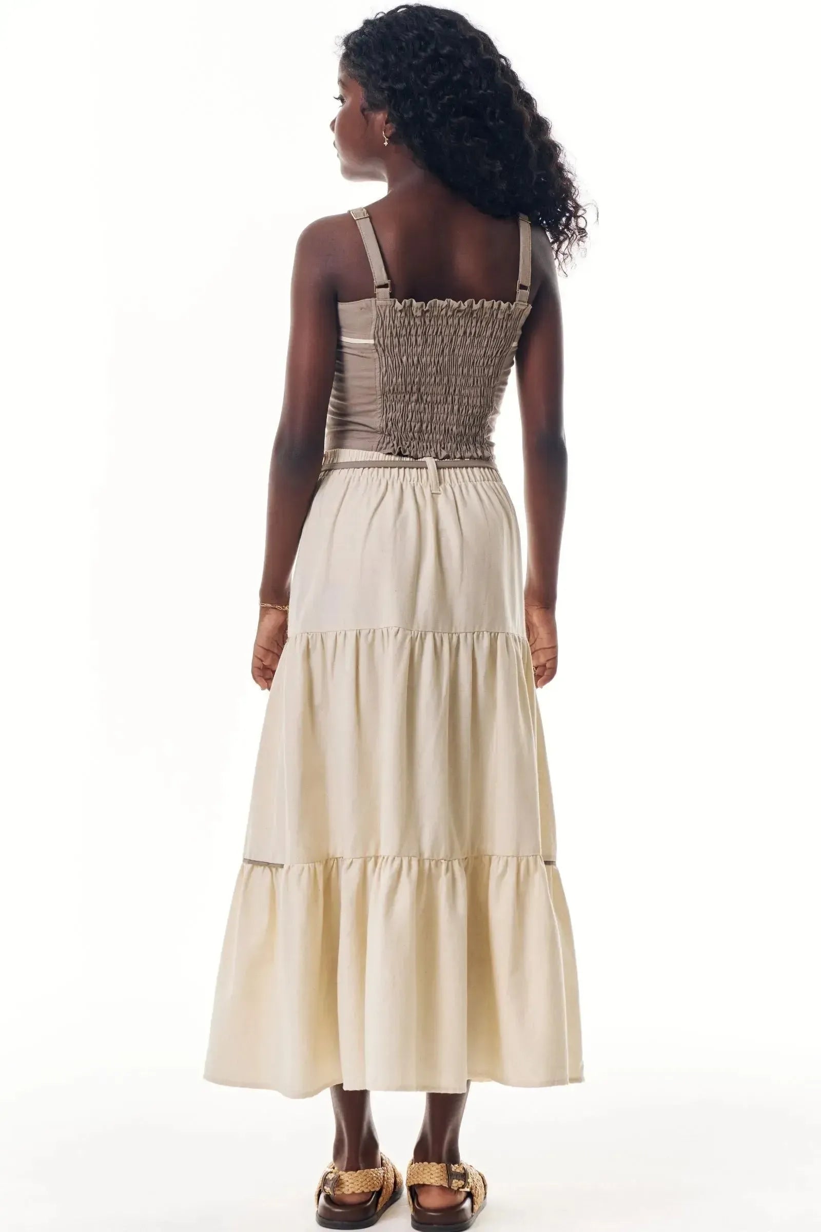 Conjunto de Regata e Saia Midi em Linho Santorine 92612 Lilimoon Teen Menina