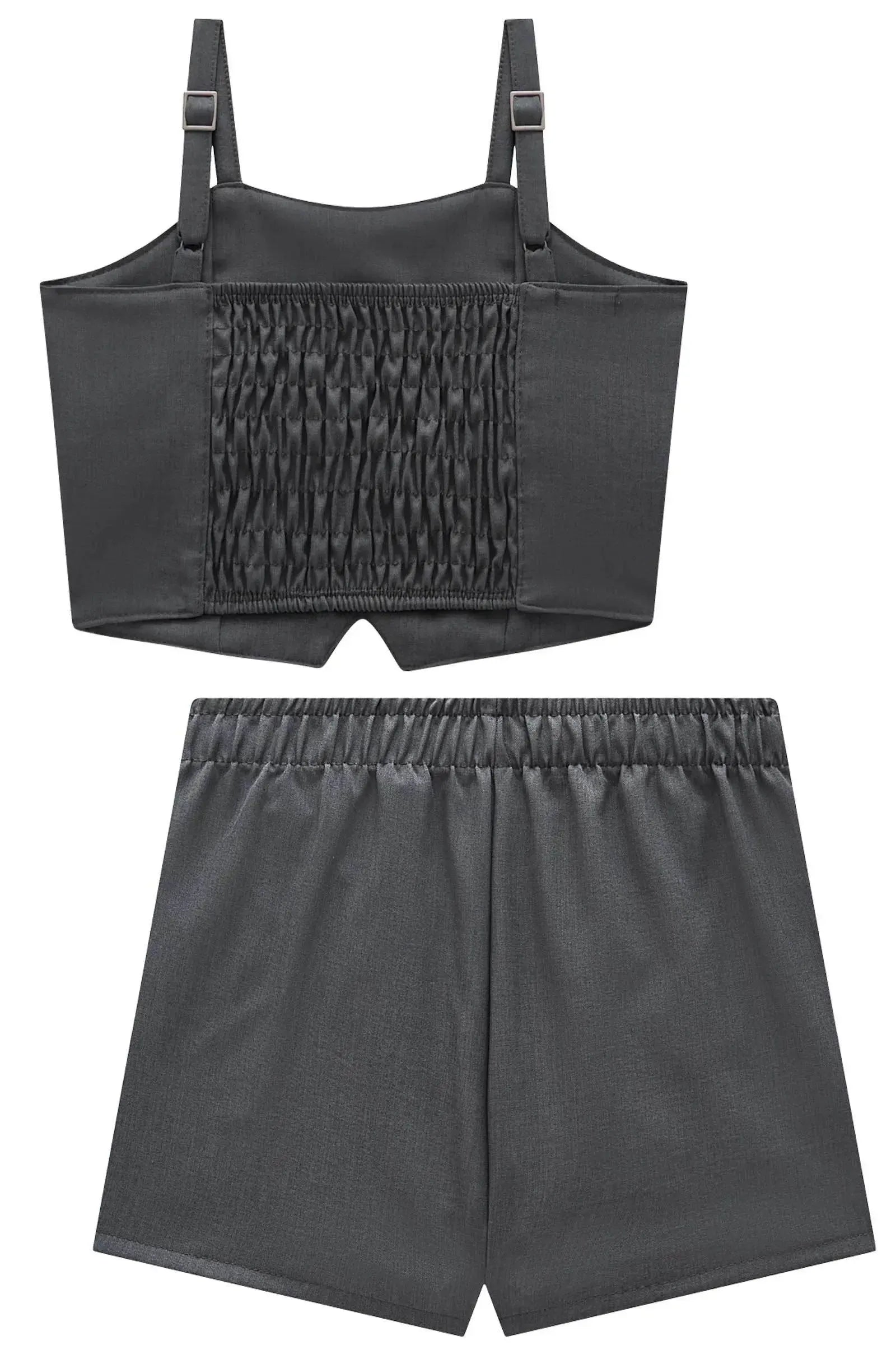 Conjunto de Regata e Short Saia em Alfaiataria Premium Melange 95987 Vic&Vicky Teen Menina