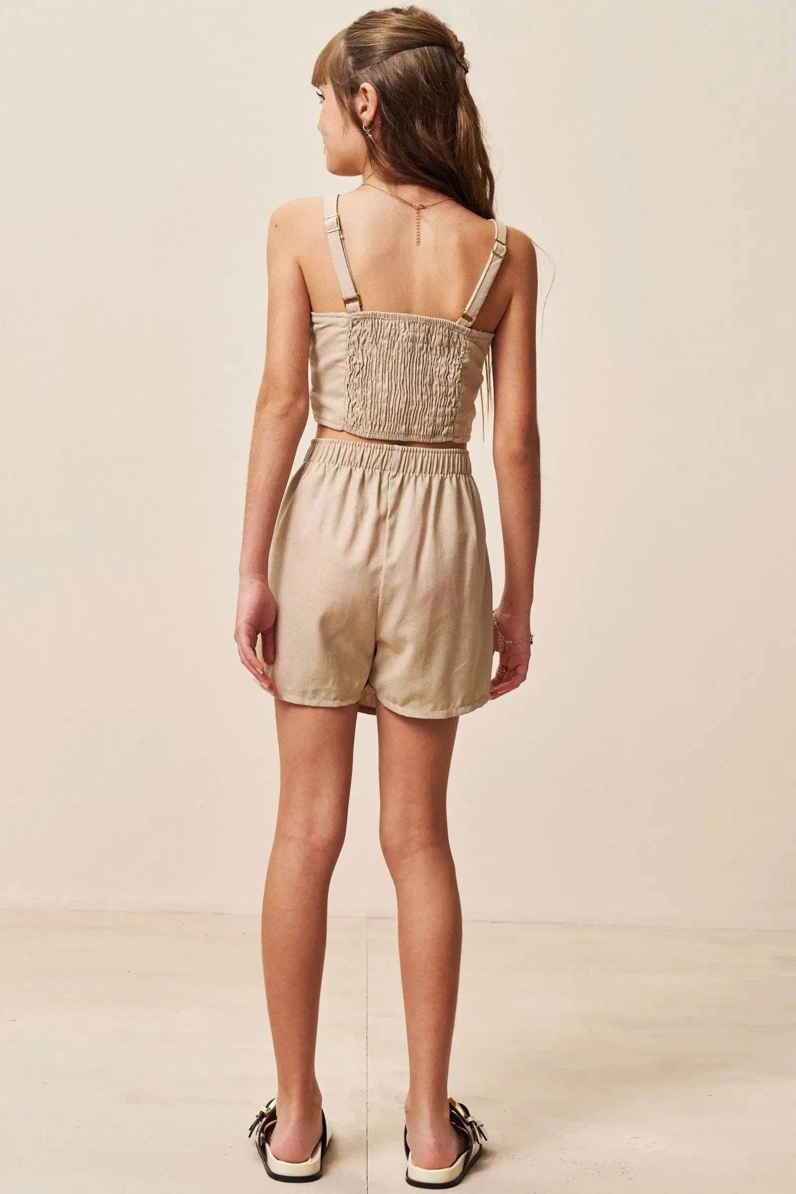 Conjunto de Regata e Short Saia em Linho Blend 94397 Vic&Vicky Teen Menina