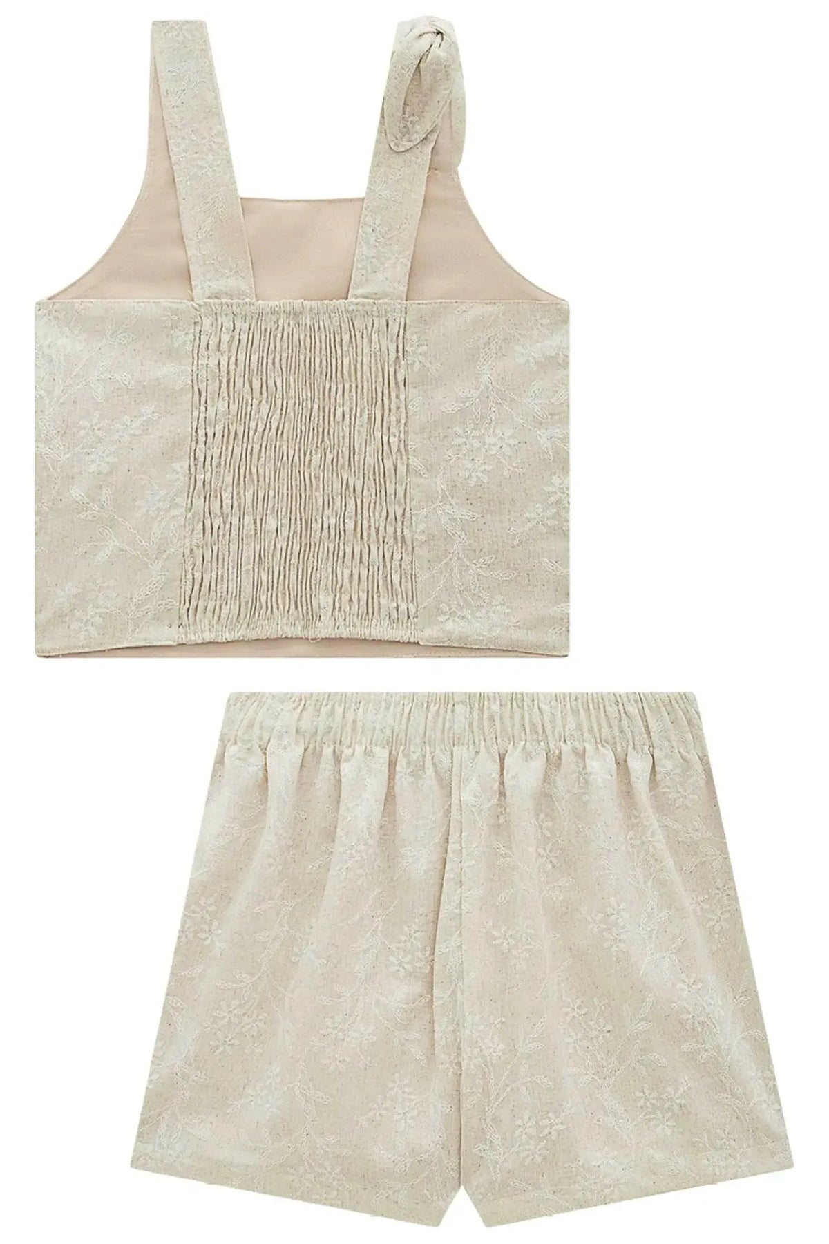 Conjunto de Regata e Short Saia em Linho Estampado 98215 Vic Teen Menina