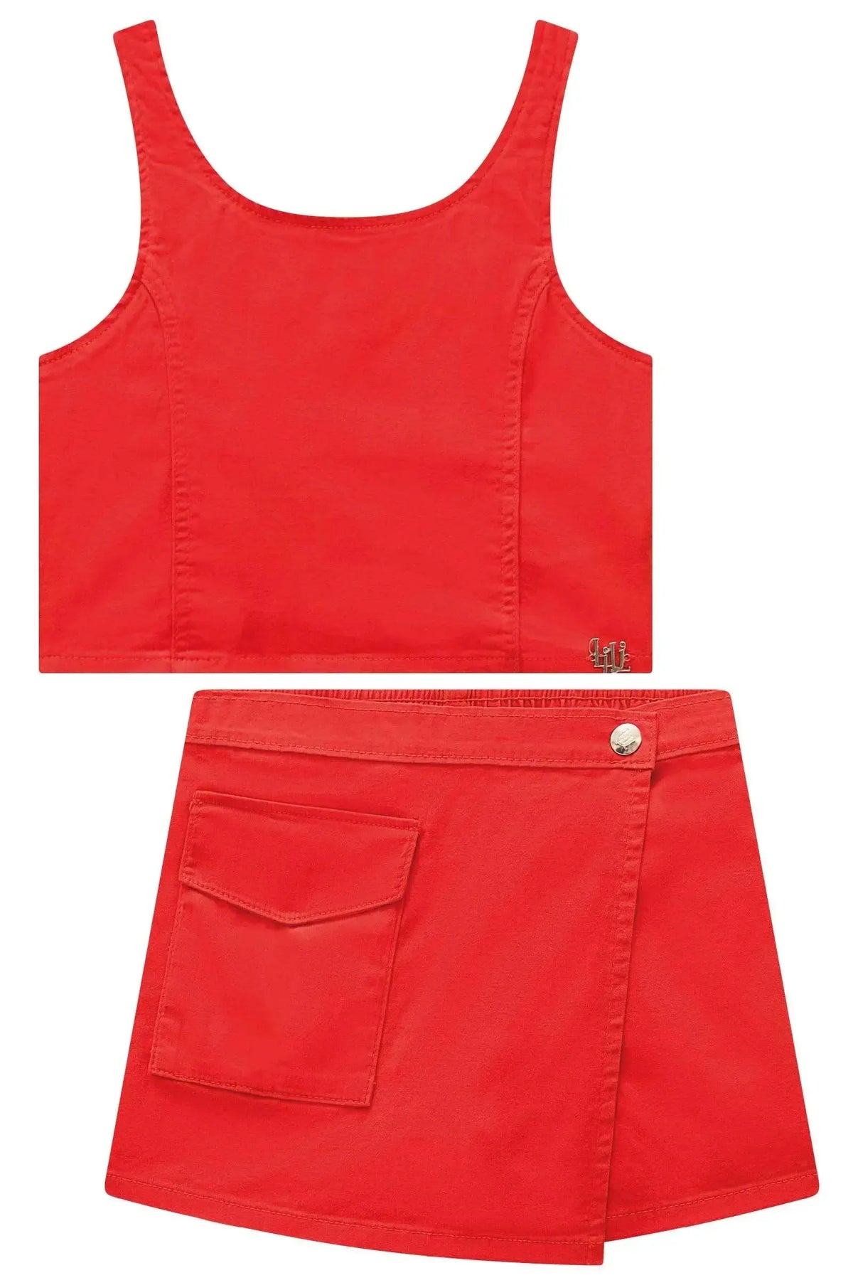 Conjunto de Regata e Short Saia em Sarja com Elastano 98975 Lilimoon Teen Menina