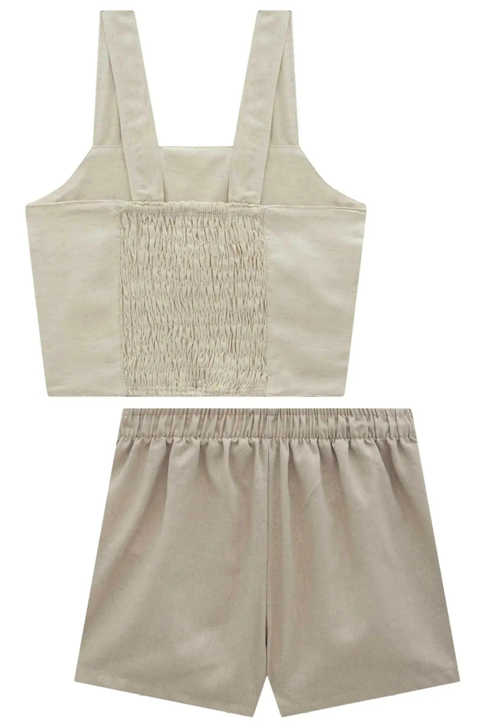 Conjunto de Regata e Shorts em Blend de Linho e Viscose 96327 Vic&Vicky Teen Menina