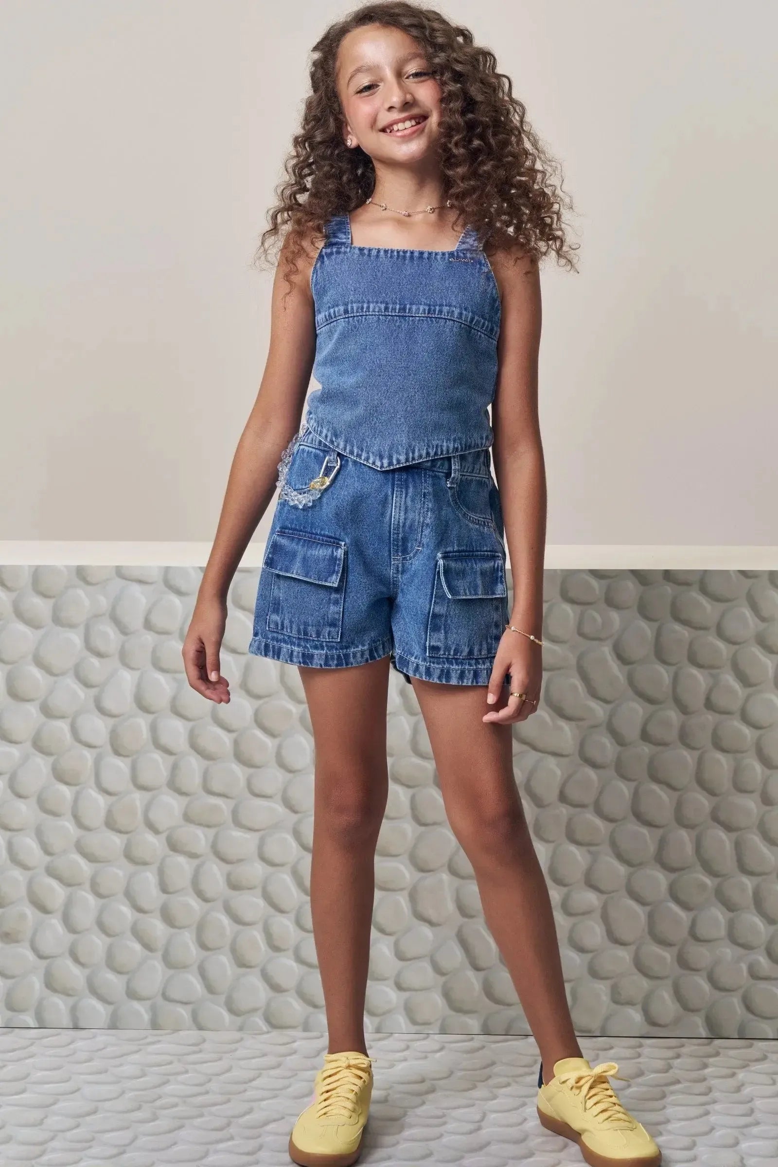 Conjunto de Regata e Shorts em Jeans Wishita 98996 Lilimoon Teen Menina