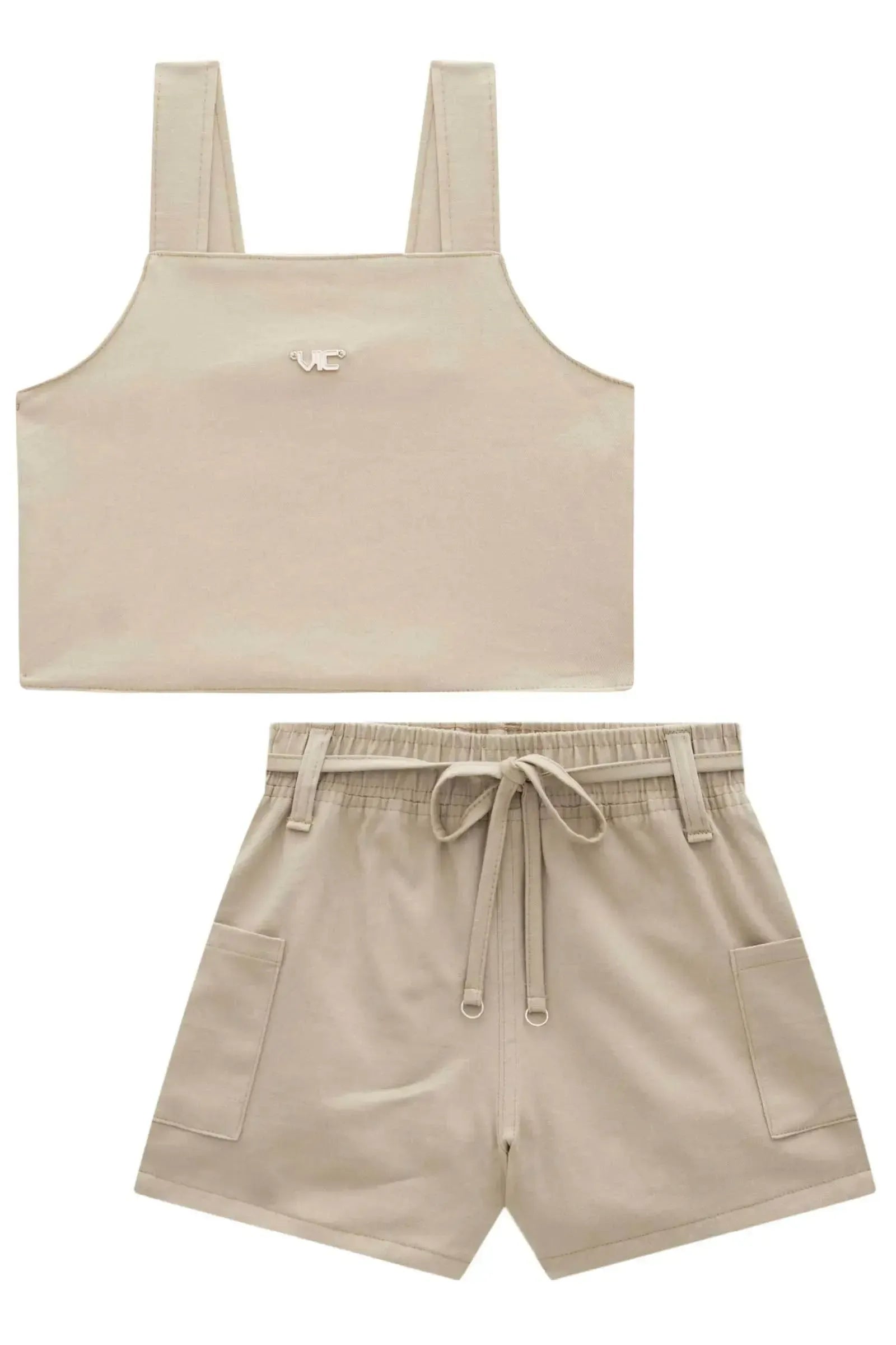 Conjunto de Regata e Shorts em Sarja com Elastano 98507 Vic Teen Menina