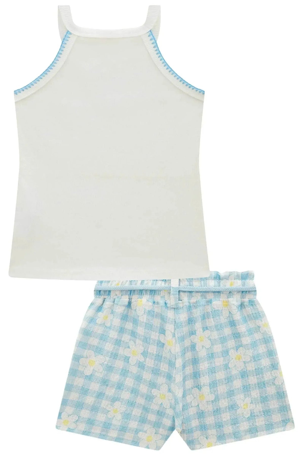 Conjunto de Regata em Canelado e Shorts em Malha Textura 98456 Kukiê Infantil Menina