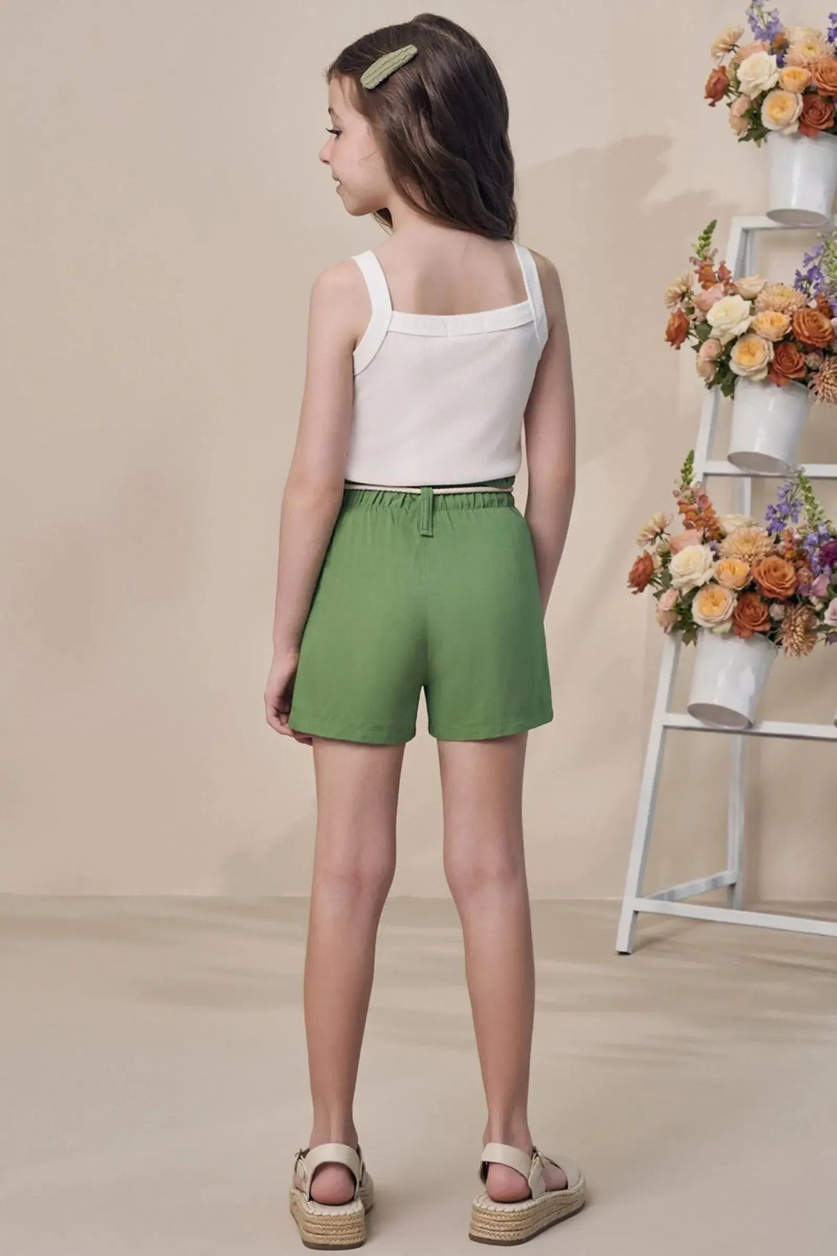Conjunto de Regata em Canelado Liz com Shorts em Viscose 98125 Infanti Infantil Menina