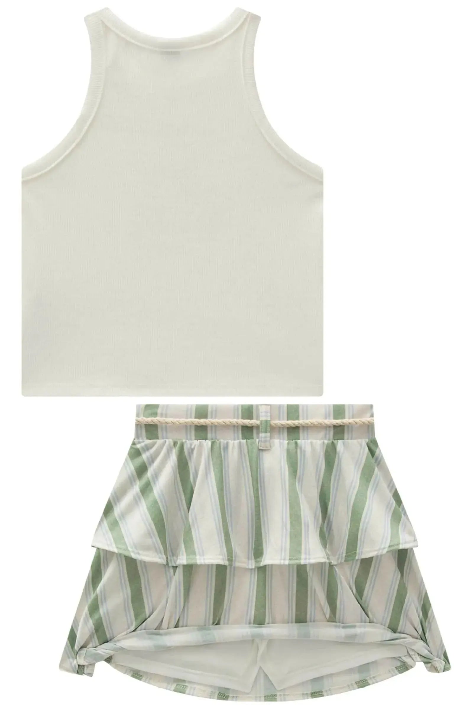 Conjunto de Regata em Canelado Liz e Saia em Malha Fresh com Shorts Embutido 96890 Vic&Vicky Teen Menina