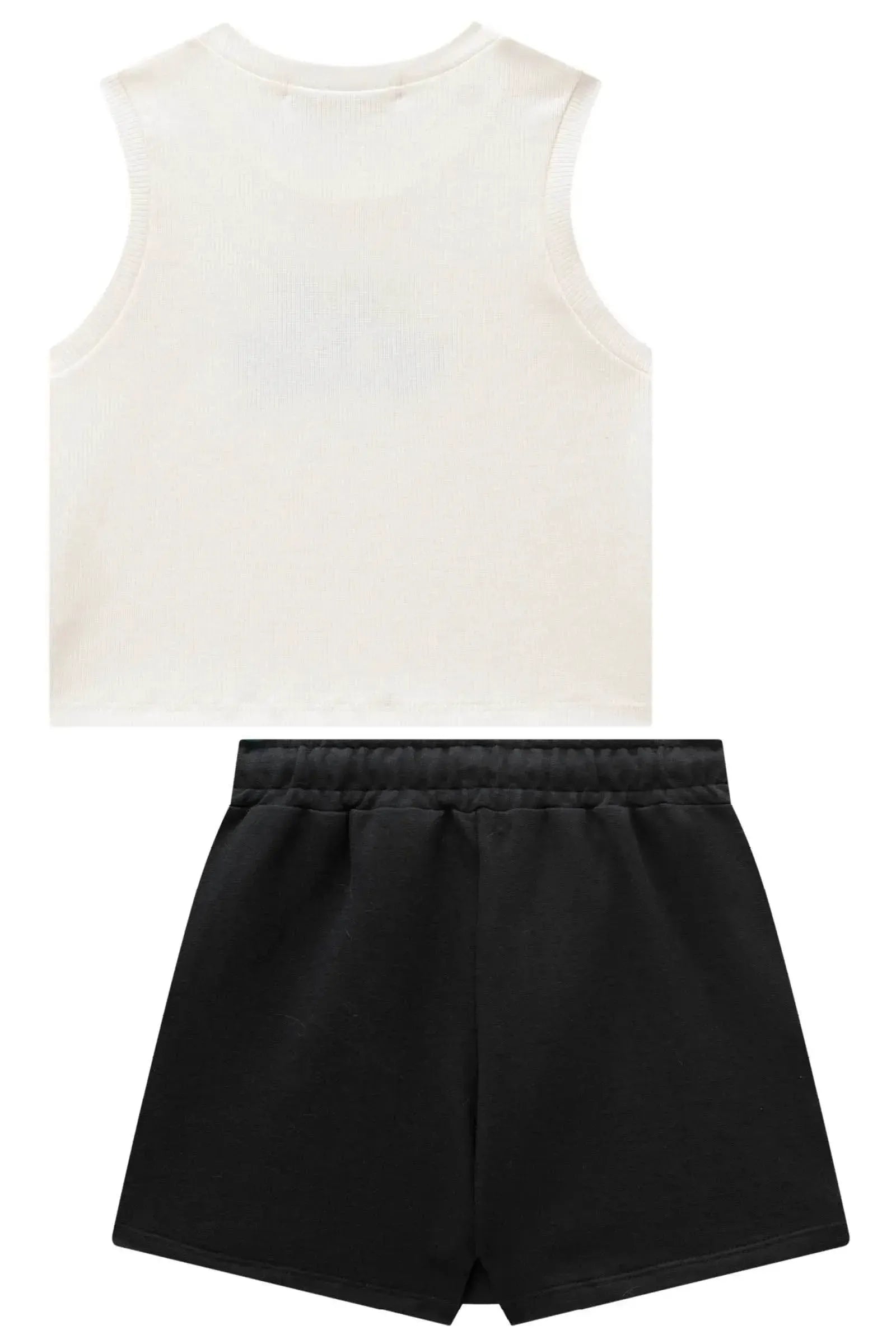 Conjunto de Regata em Canelado Liz e Short Saia em Moletom sem Pelúcia 98588 Lilimoon Teen Menina