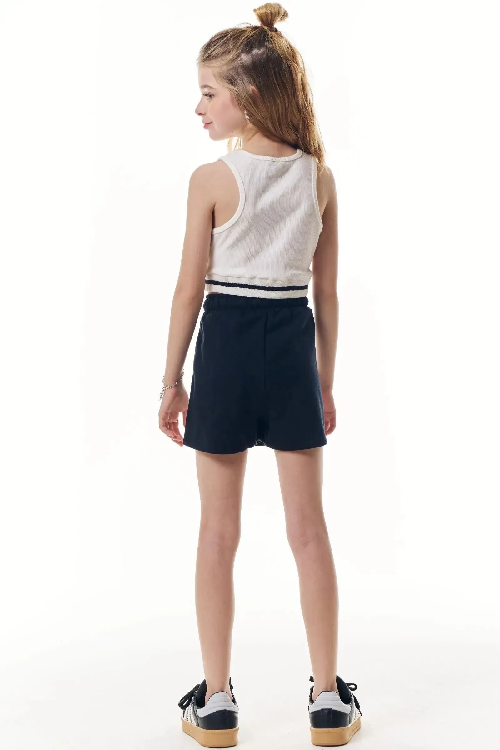 Conjunto de Regata em Canelado Liz e Short Saia em Moletom sem Pelúcia 95969 Vic&Vicky Teen Menina