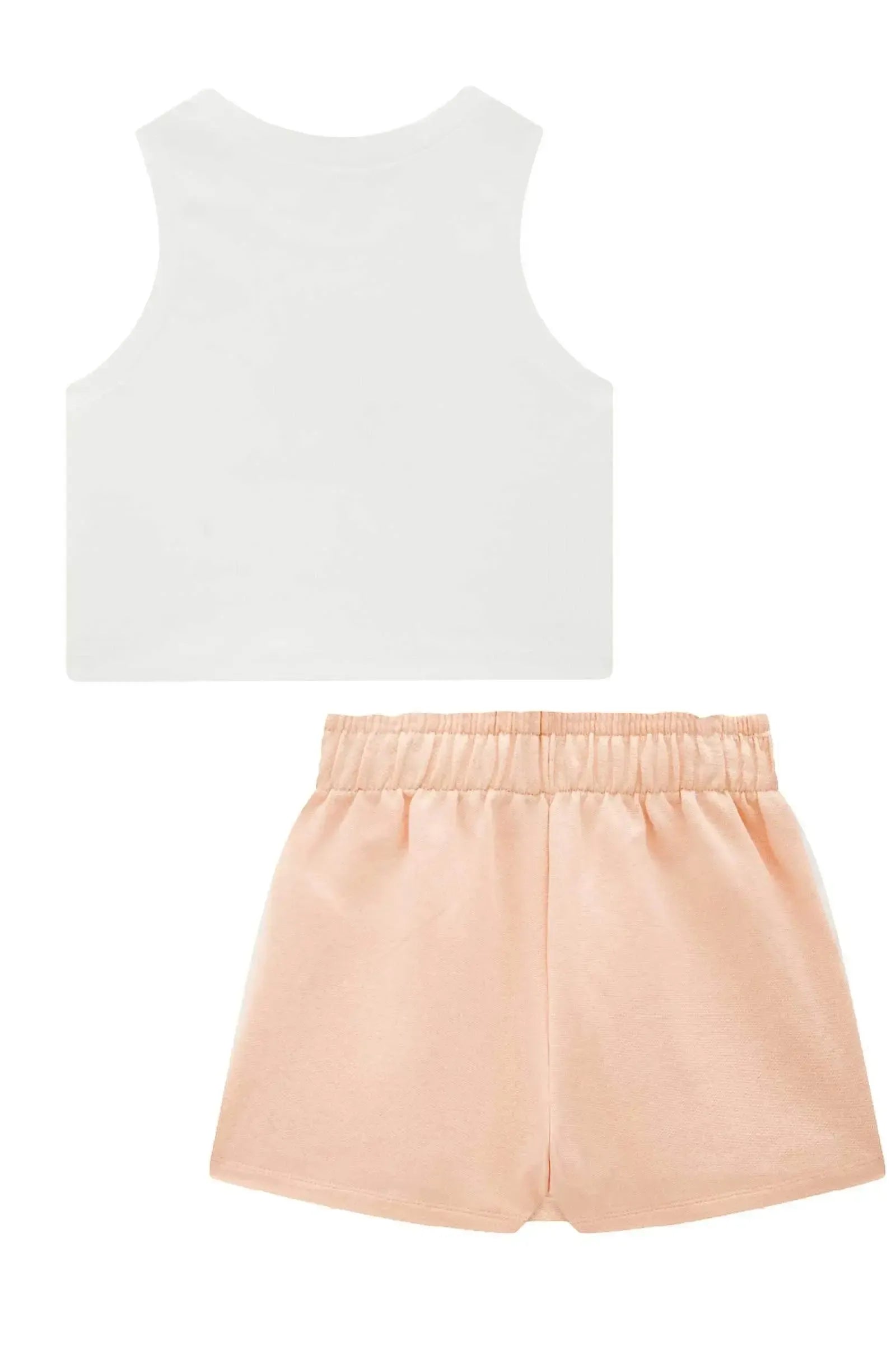 Conjunto de Regata em Canelado Liz e Short Saia em Moletom sem Pelúcia 96234 Lilimoon Teen Menina