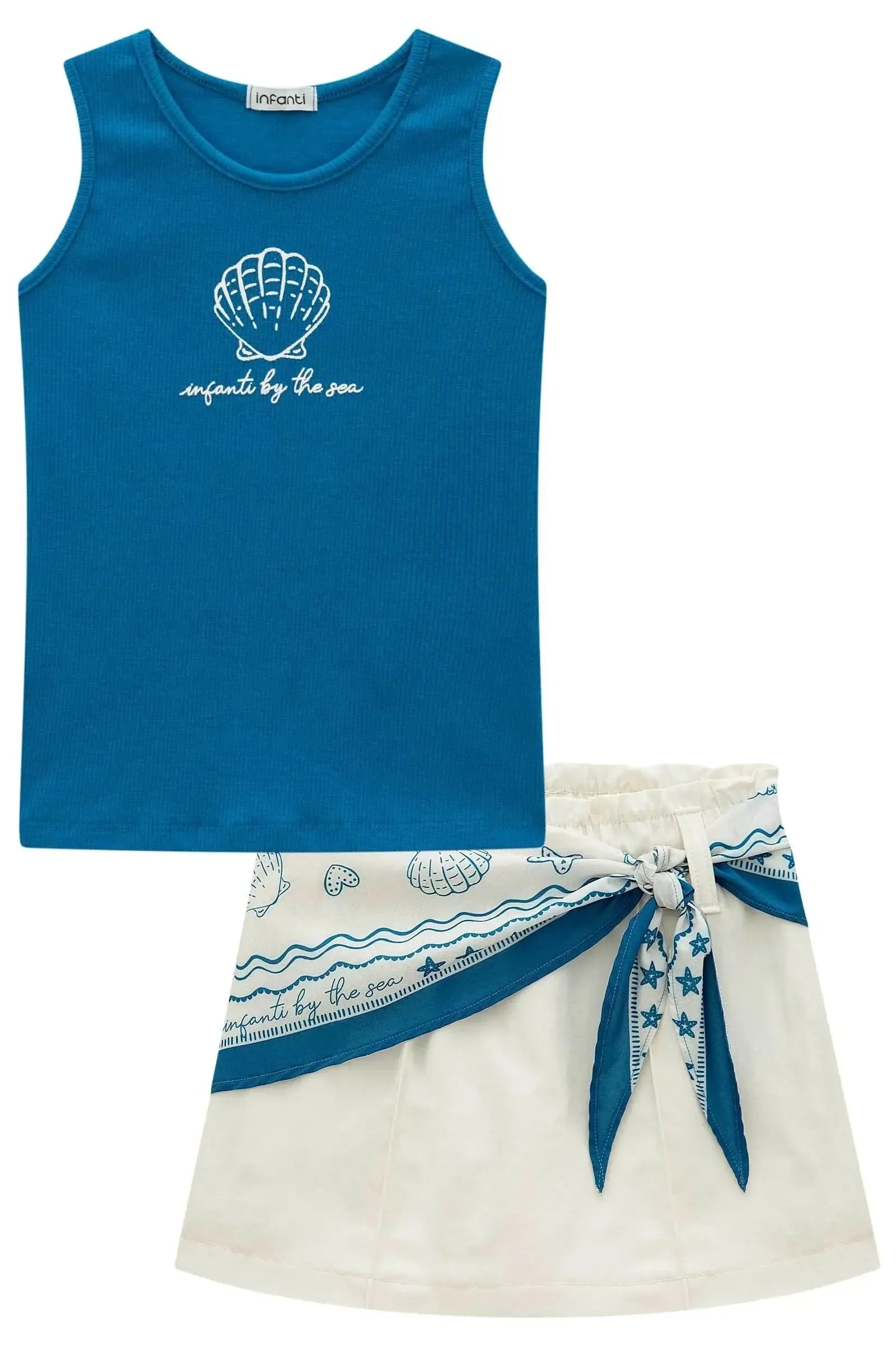Conjunto de Regata em Canelado Liz e Short Saia em Sarja com Elastano 98920 Infanti Infantil Menina