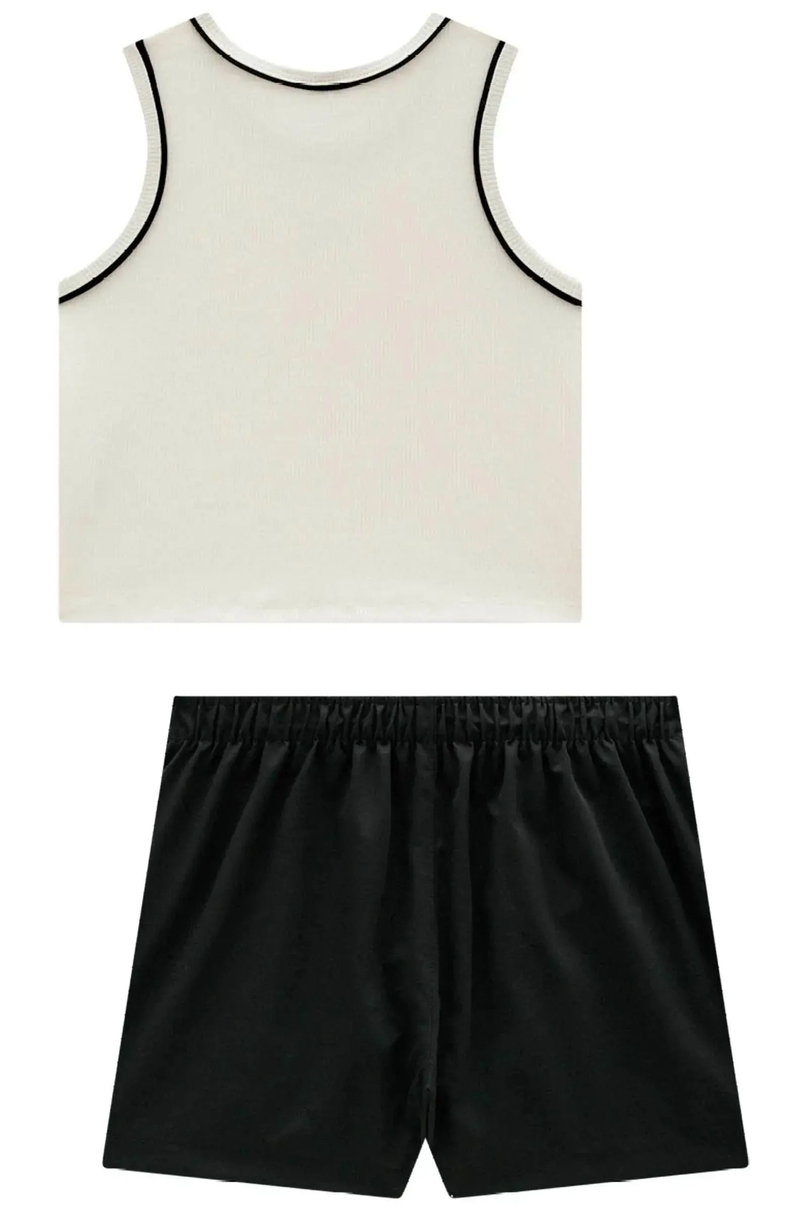 Conjunto de Regata em Canelado Liz e Shorts em Alfaiataria Tecno Cargo 98520 Vic Teen Menina