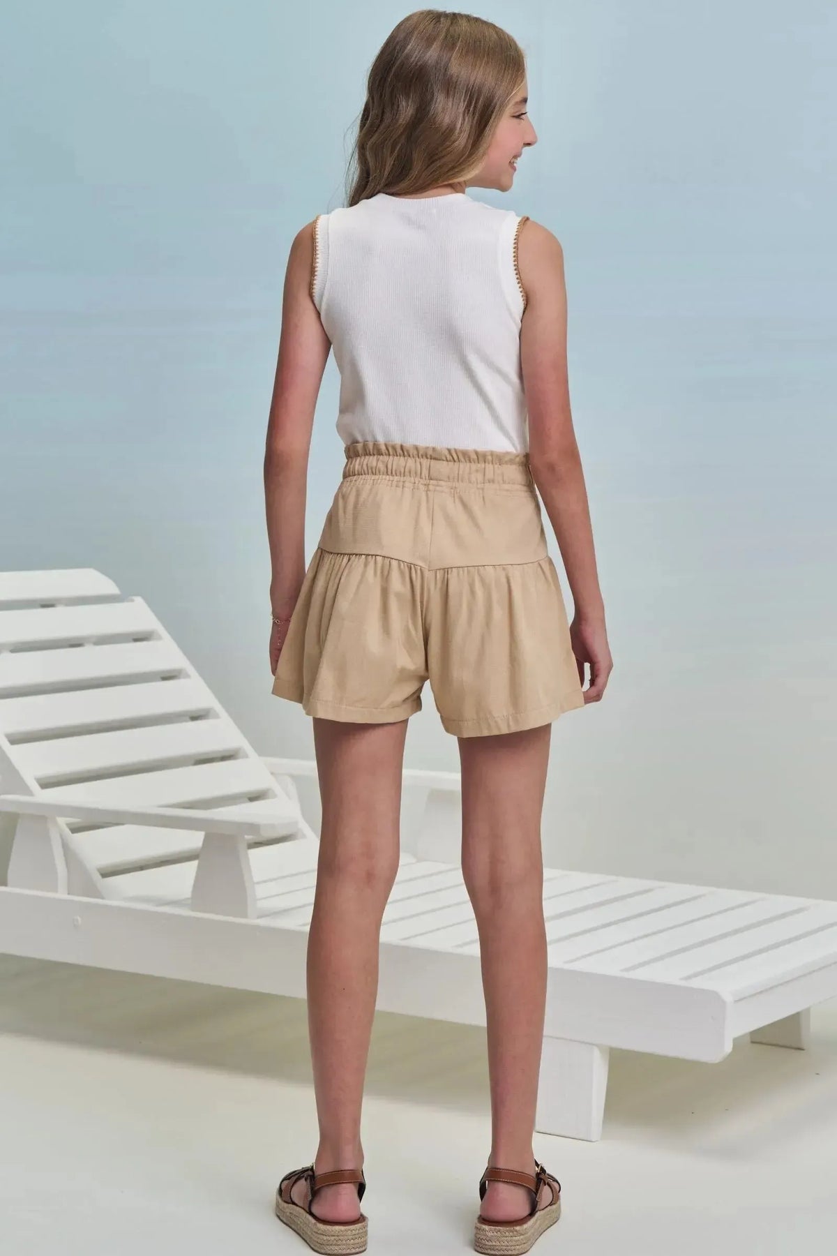 Conjunto de Regata em Canelado Liz e Shorts em Linho Santorine com Elastano 99339 Lilimoon Teen Menina