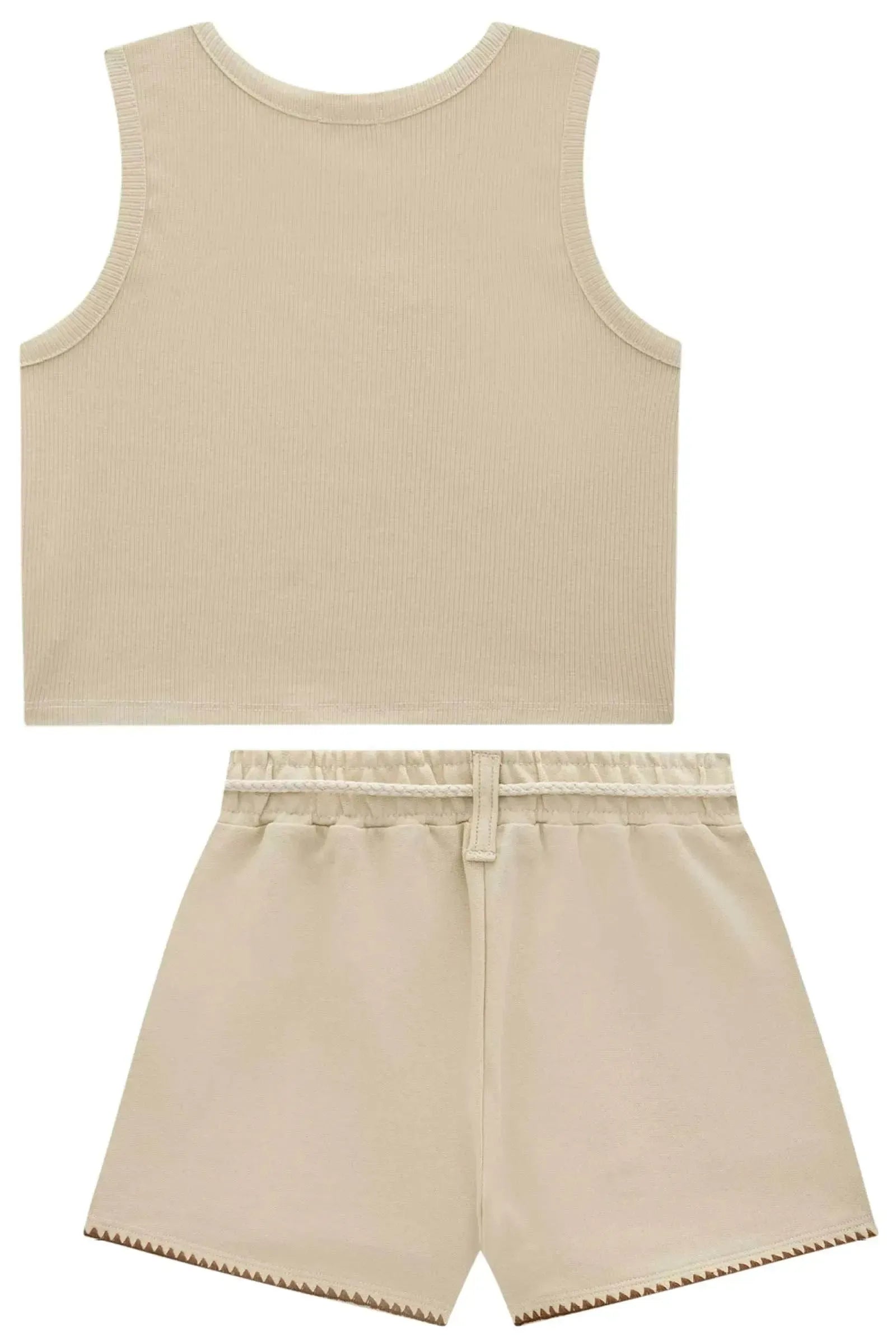Conjunto de Regata em Canelado Liz e Shorts em Moletom sem Pelúcia 94420 Vic&Vicky Teen Menina