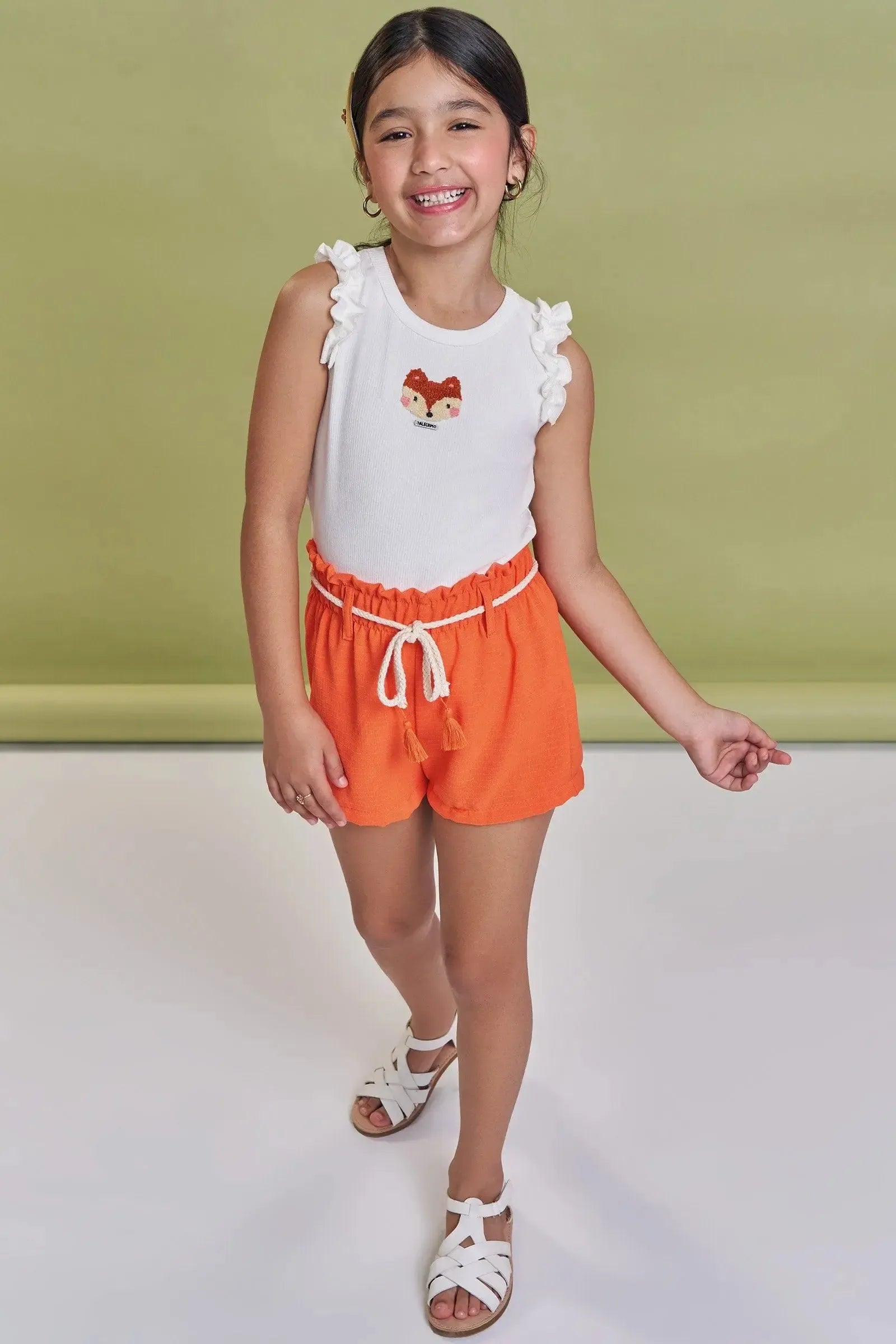 Conjunto de Regata em Canelado Liz e Shorts em Tecido Air Flow 92997 Kukiê Infantil Menina
