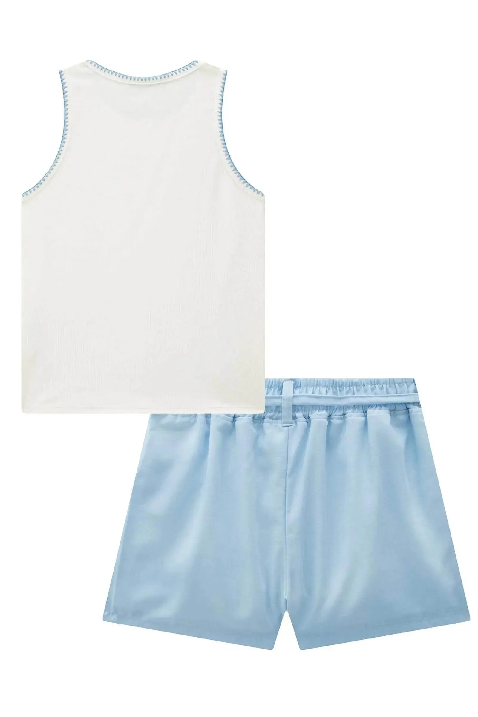 Conjunto de Regata em Canelado Liz e Shorts em Tecido New Positano 95495 Lilimoon Teen Menina