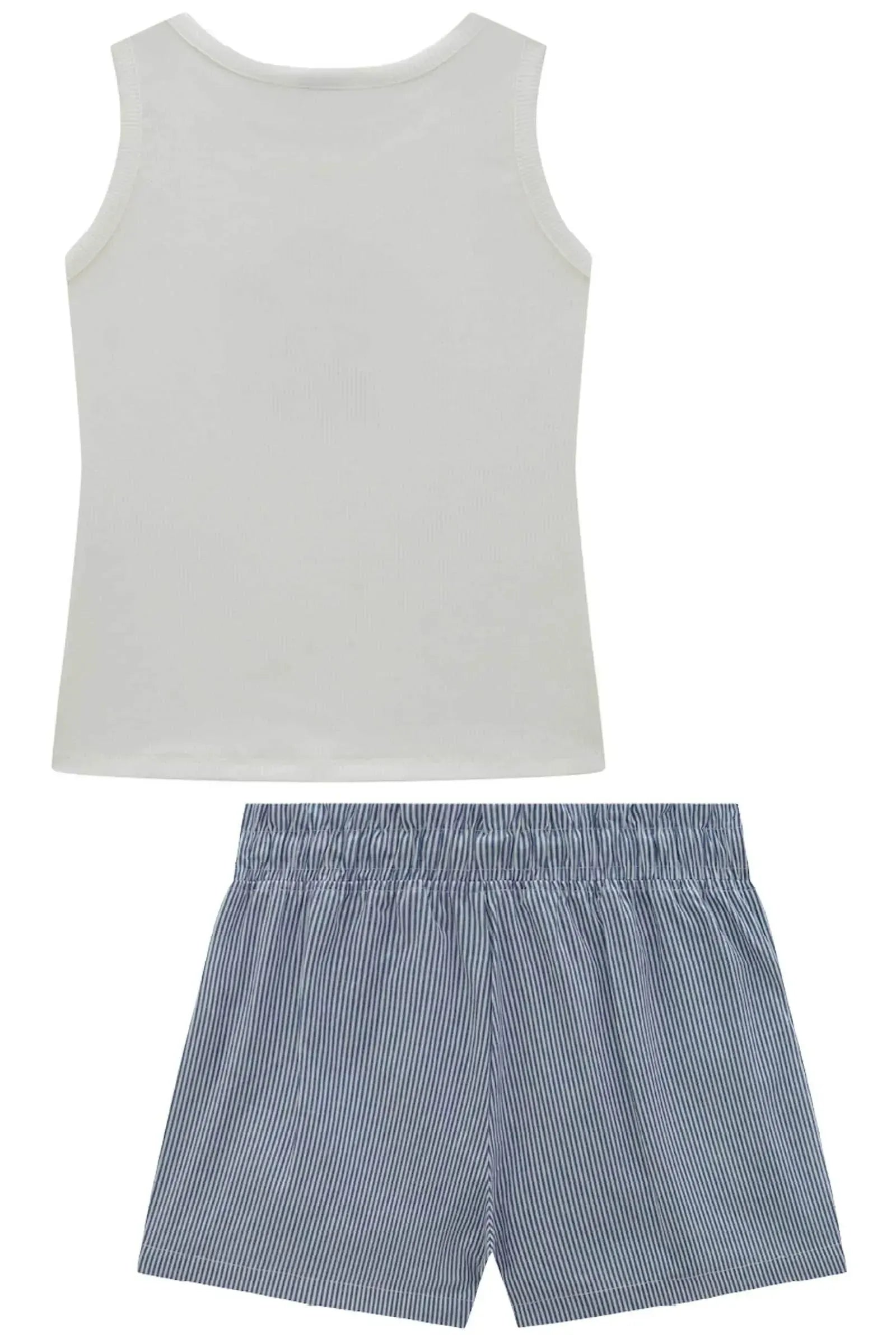 Conjunto de Regata em Canelado Liz e Shorts em Tricoline com Elastano 96871 Vic&Vicky Teen Menina