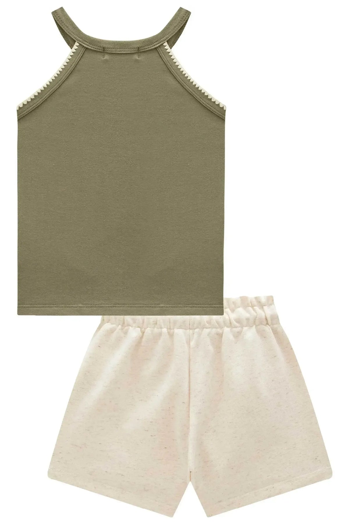 Conjunto de Regata em Cotton com Shorts em Moletom sem Pelúcia 99170 Infanti Infantil Menina