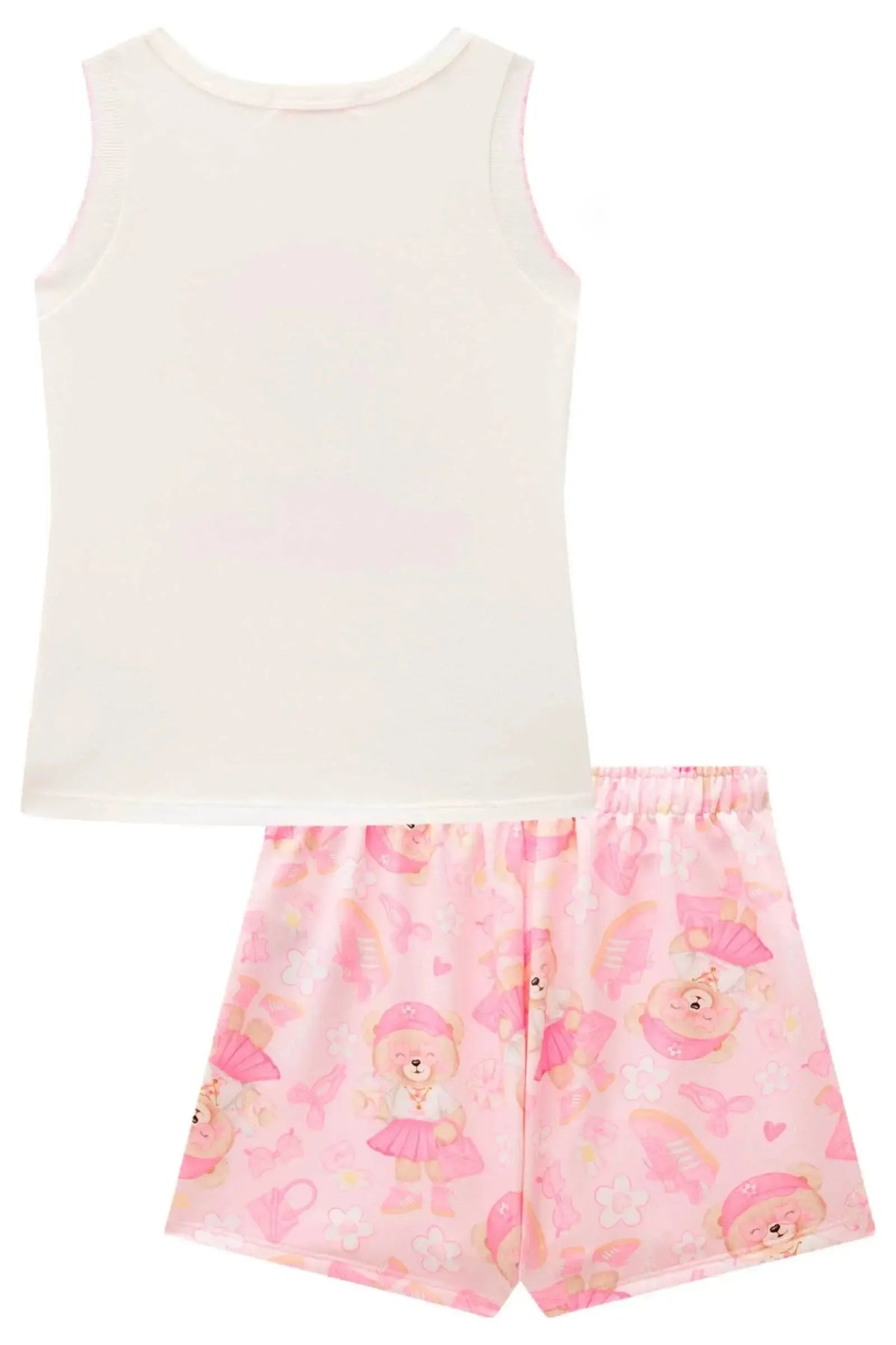 Conjunto de Regata em Cotton e Short Saia em Molecotton 99019 Kukiê Infantil Menina