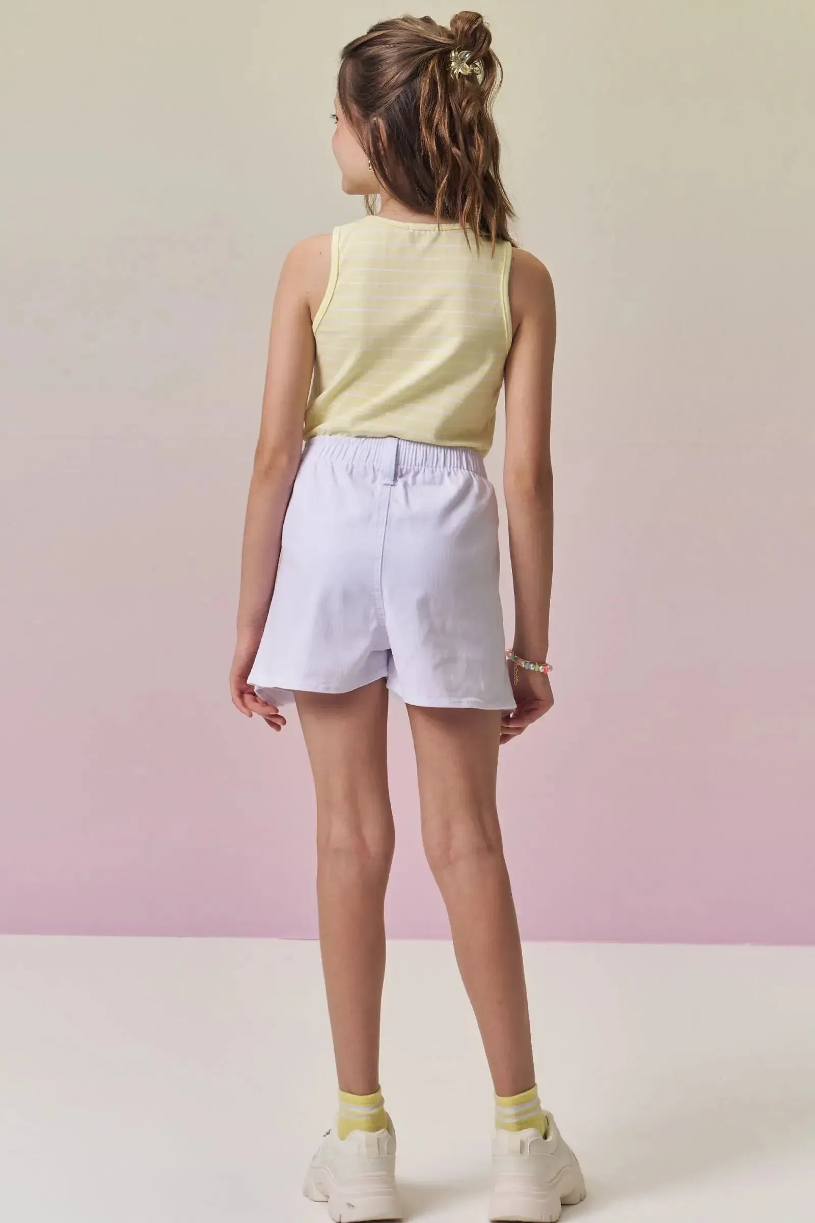 Conjunto de Regata em Cotton e Short Saia em Sarja com Elastano 96856 Vic&Vicky Teen Menina