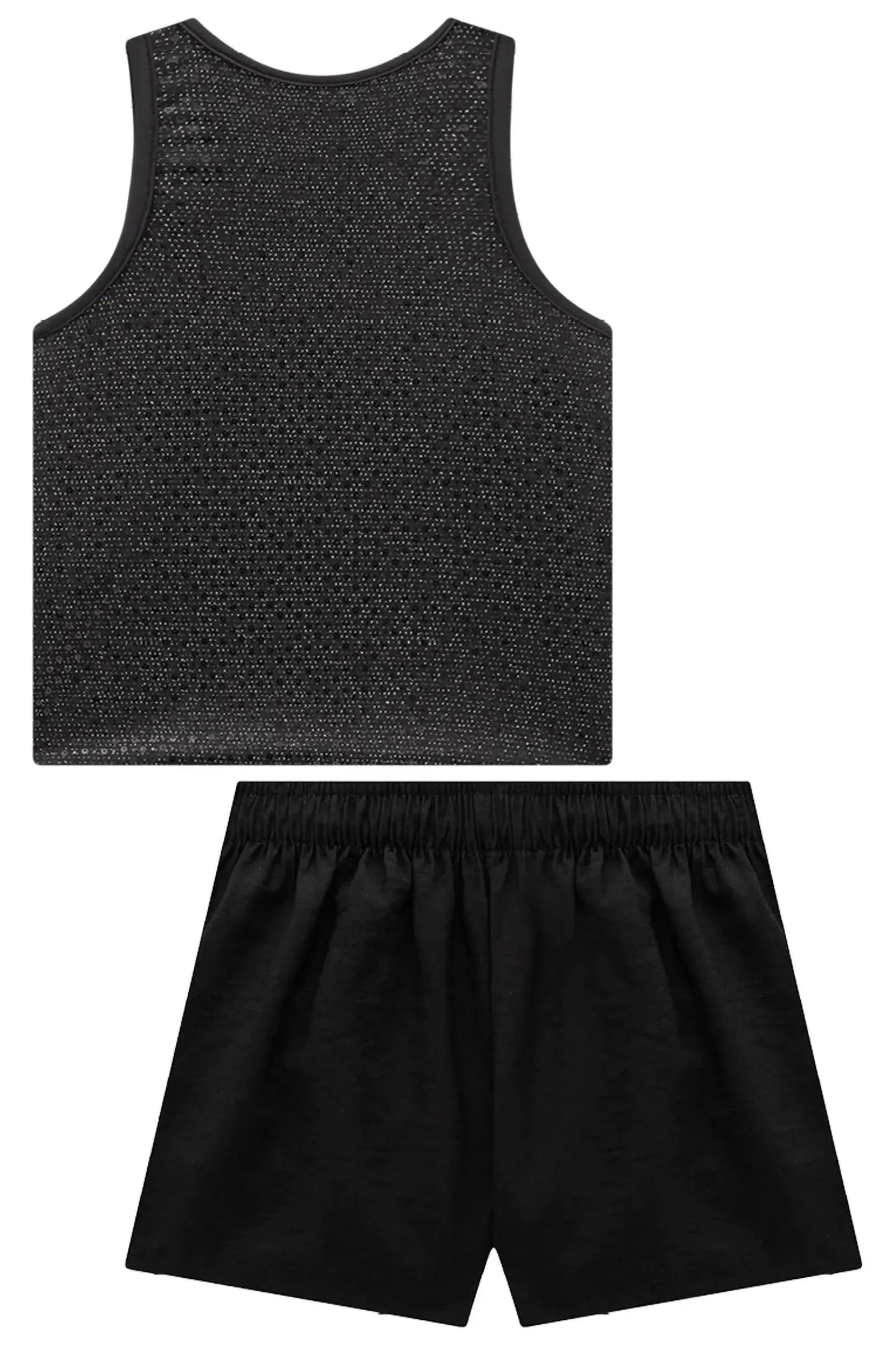 Conjunto de Regata em Malha Brilho e Short Saia em Alfaiataria Marant 96902 Vic&Vicky Teen Menina