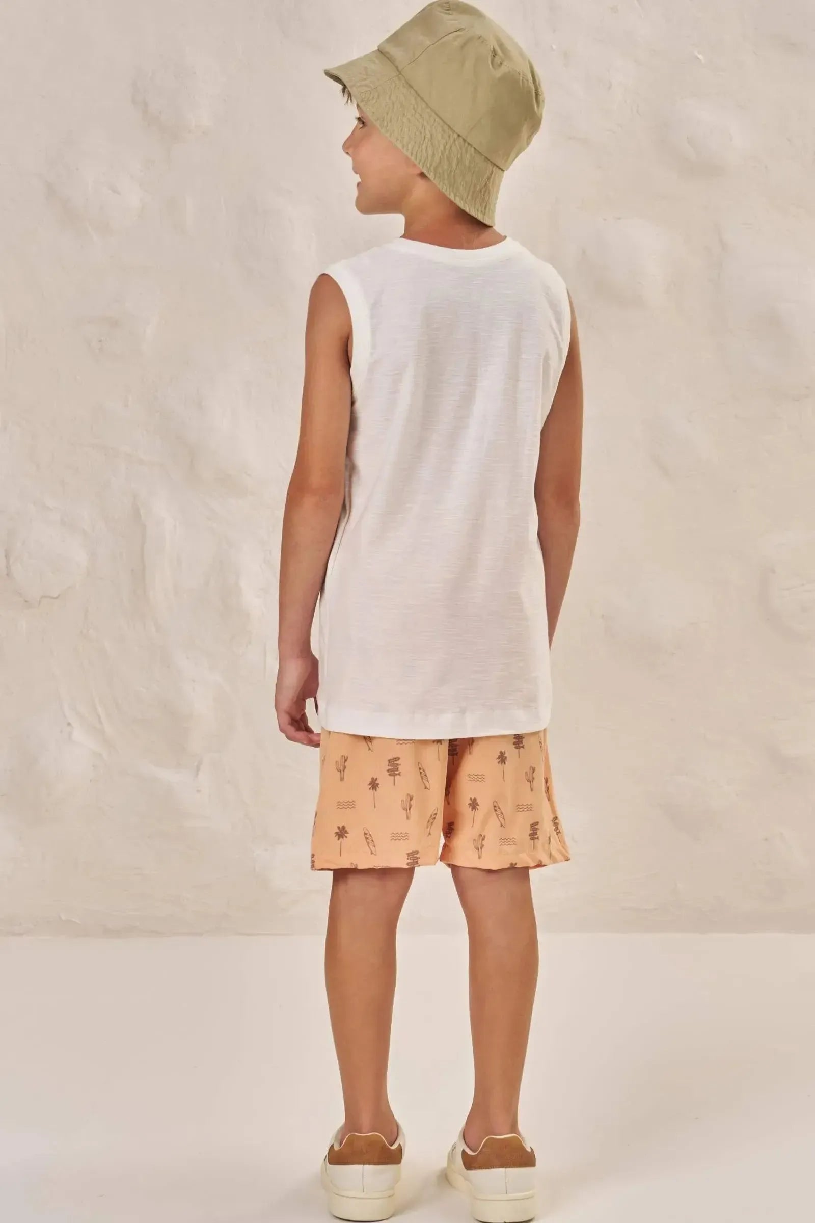 Conjunto de Regata em Malha Flamê e Bermuda em Nylon Hidronatic com Elastano 87559 LucBoo Infantil Menino