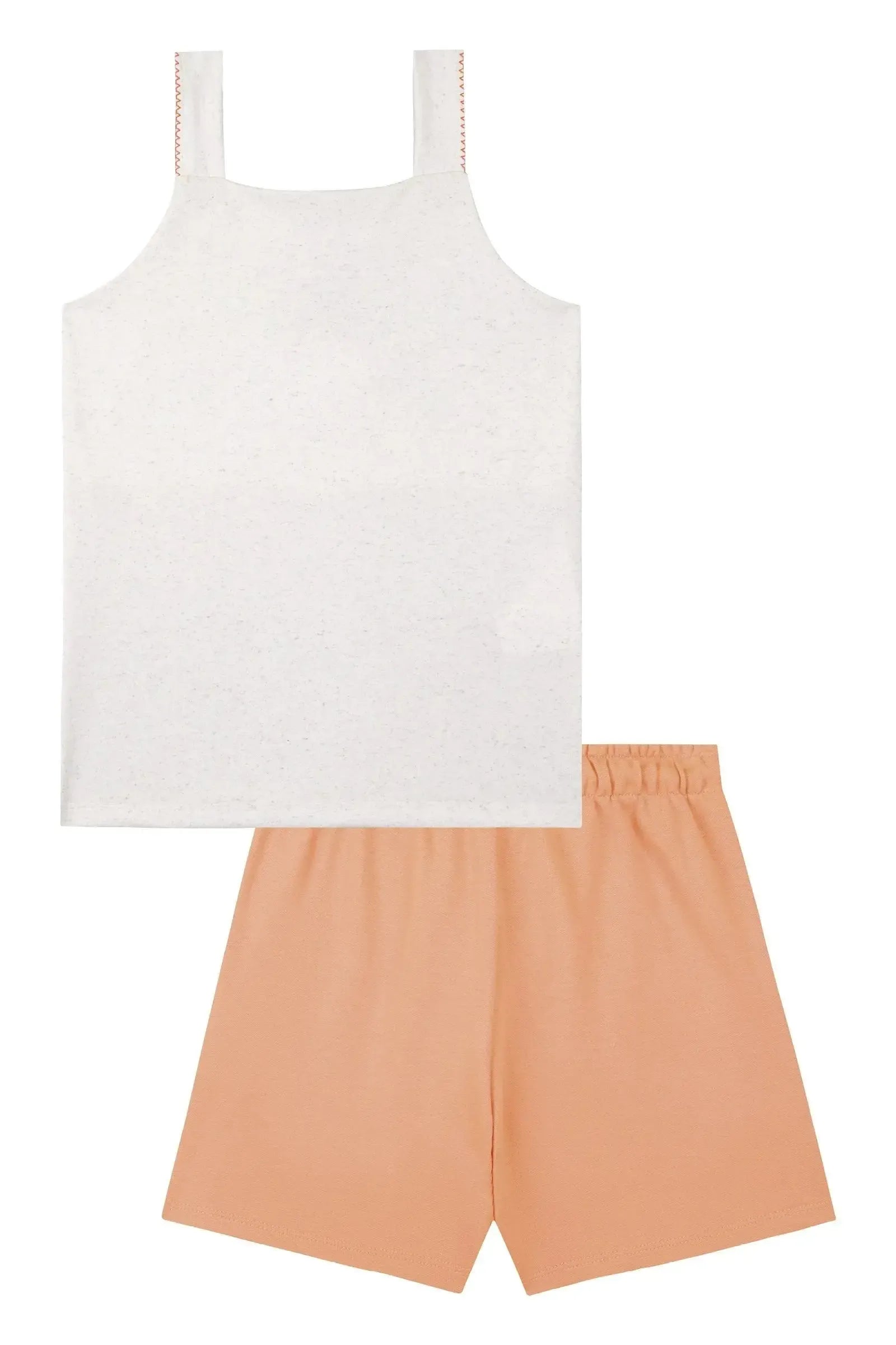 Conjunto de Regata em Malha Power e Shorts em Moletom sem Pelúcia 88047 Kukiê Infantil Menina