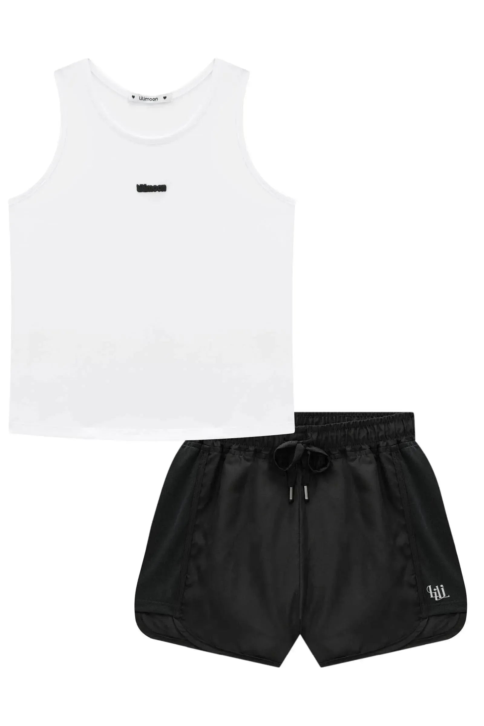 Conjunto de Regata em Malha Yuki e Shorts em Nylon 96487 Lilimoon Teen Menina