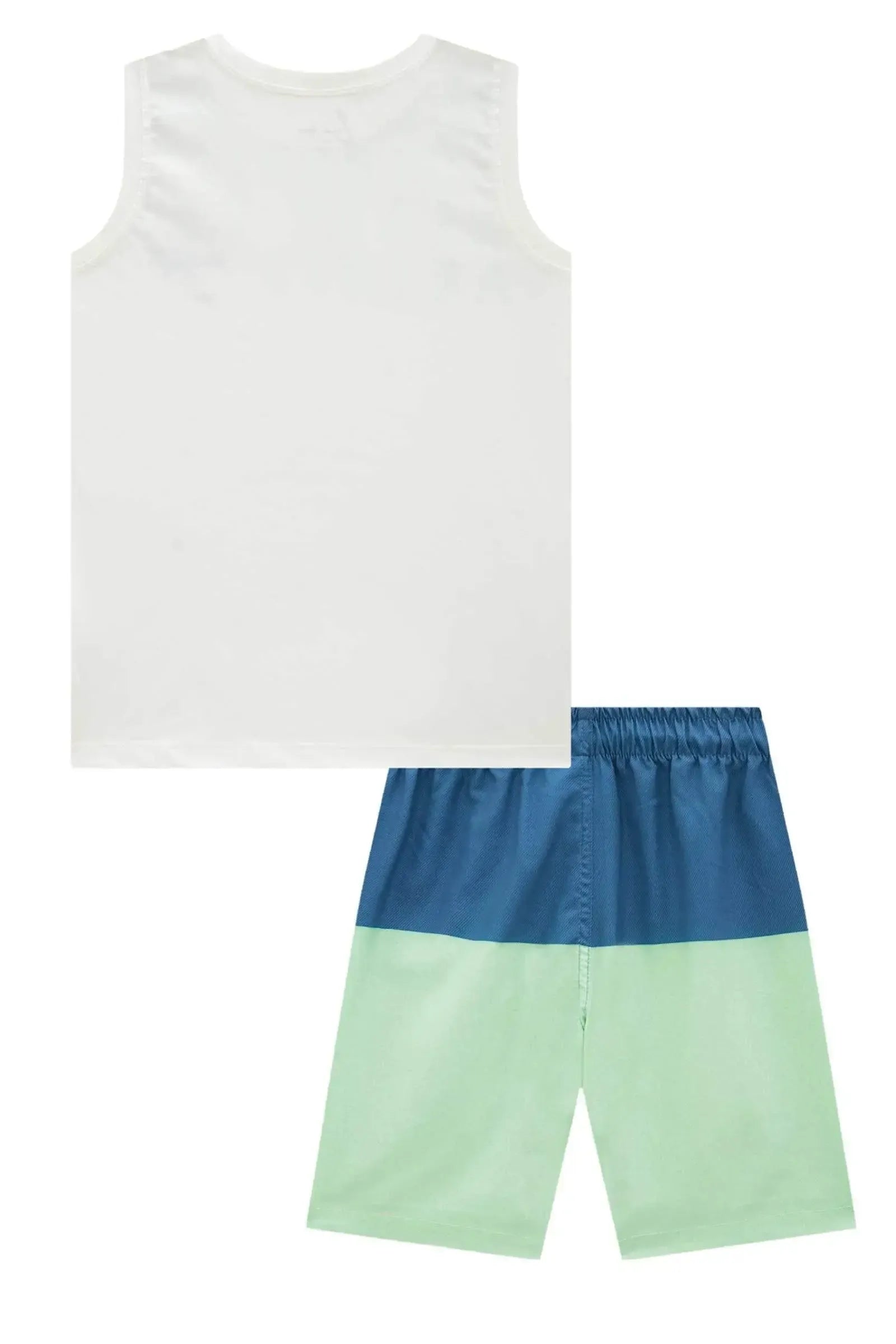 Conjunto de Regata em Meia Malha e Bermuda em Nylon Ergonomic com Elastano 94562 LucBoo Infantil Menino