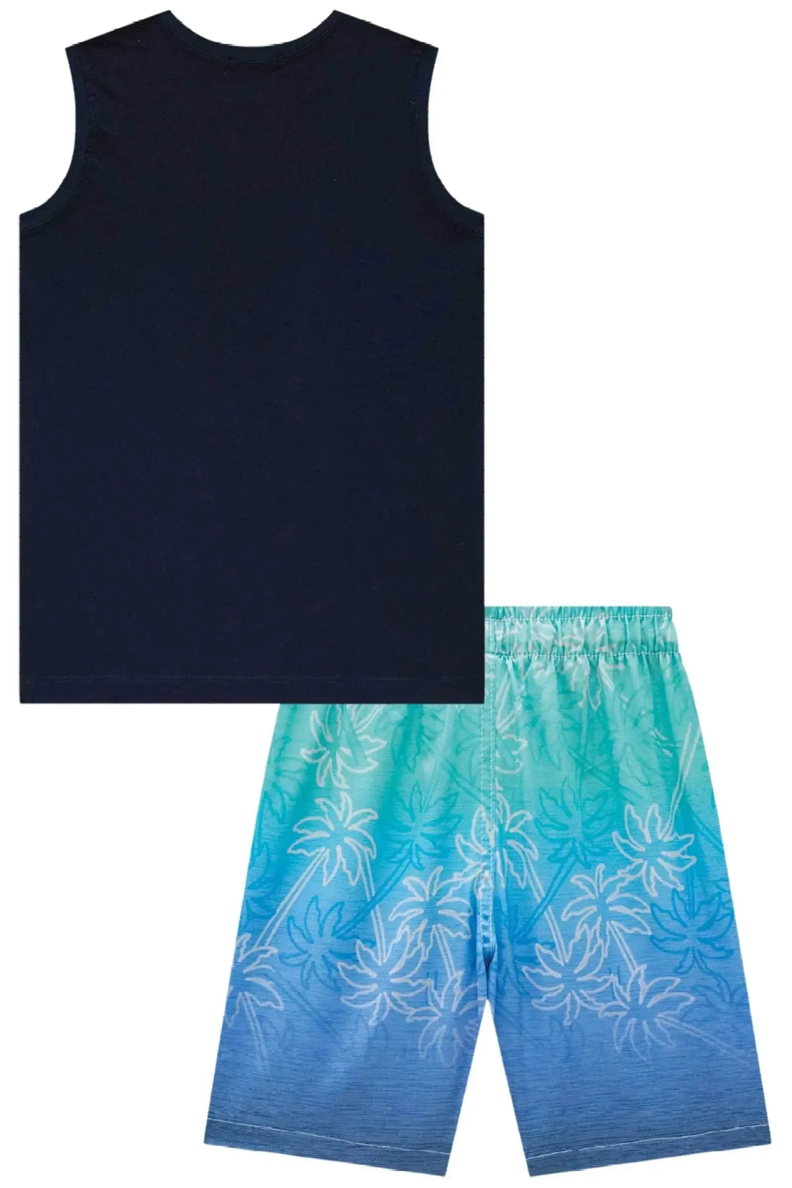 Conjunto de Regata em Meia Malha e Bermuda em Nylon Ergonomic com Elastano 83346 LucBoo Infantil Menino