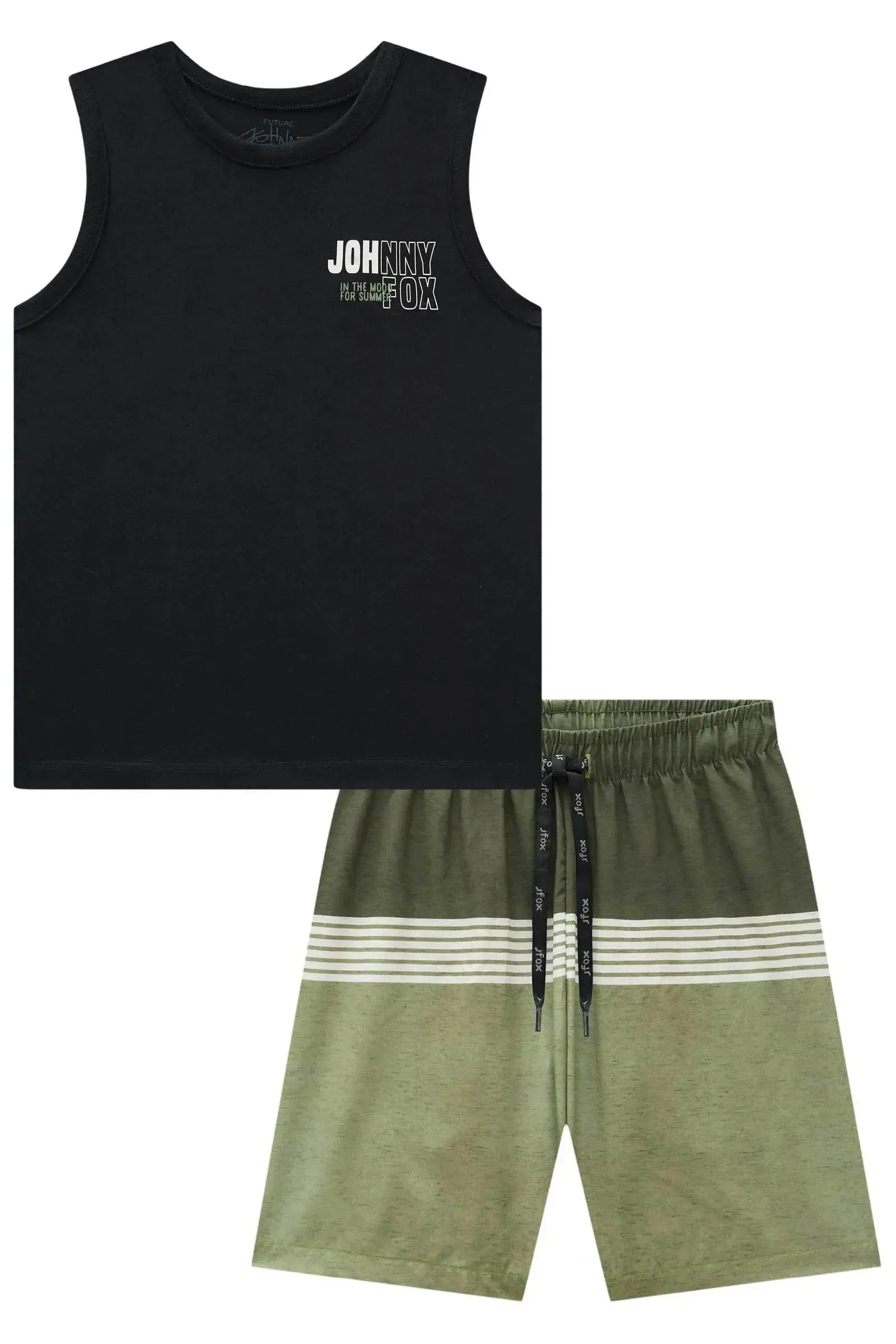 Conjunto de Regata em Meia Malha e Bermuda em Nylon Ergonomic com Elastano 83811 Johnny Fox Teen Menino