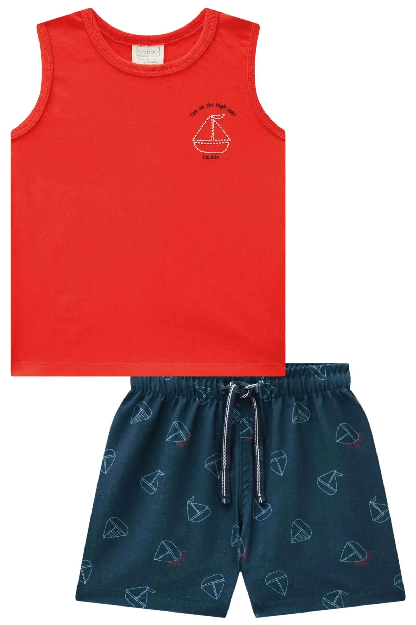 Conjunto de Regata em Meia Malha e Bermuda em Nylon Ergonomic com Elastano 85951 LucBoo Bebê Menino