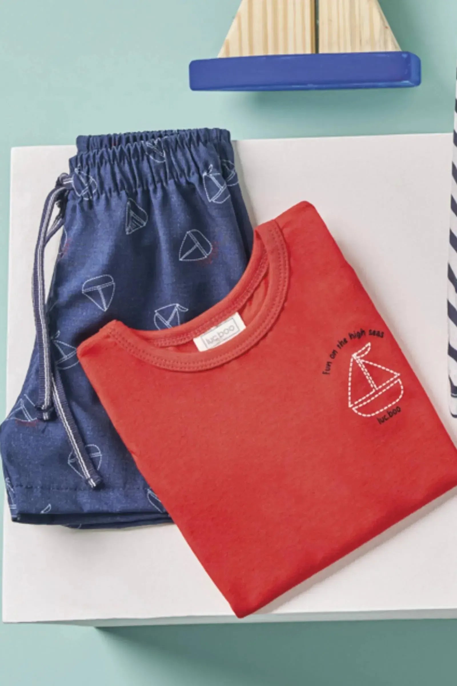 Conjunto de Regata em Meia Malha e Bermuda em Nylon Ergonomic com Elastano 85951 LucBoo Bebê Menino