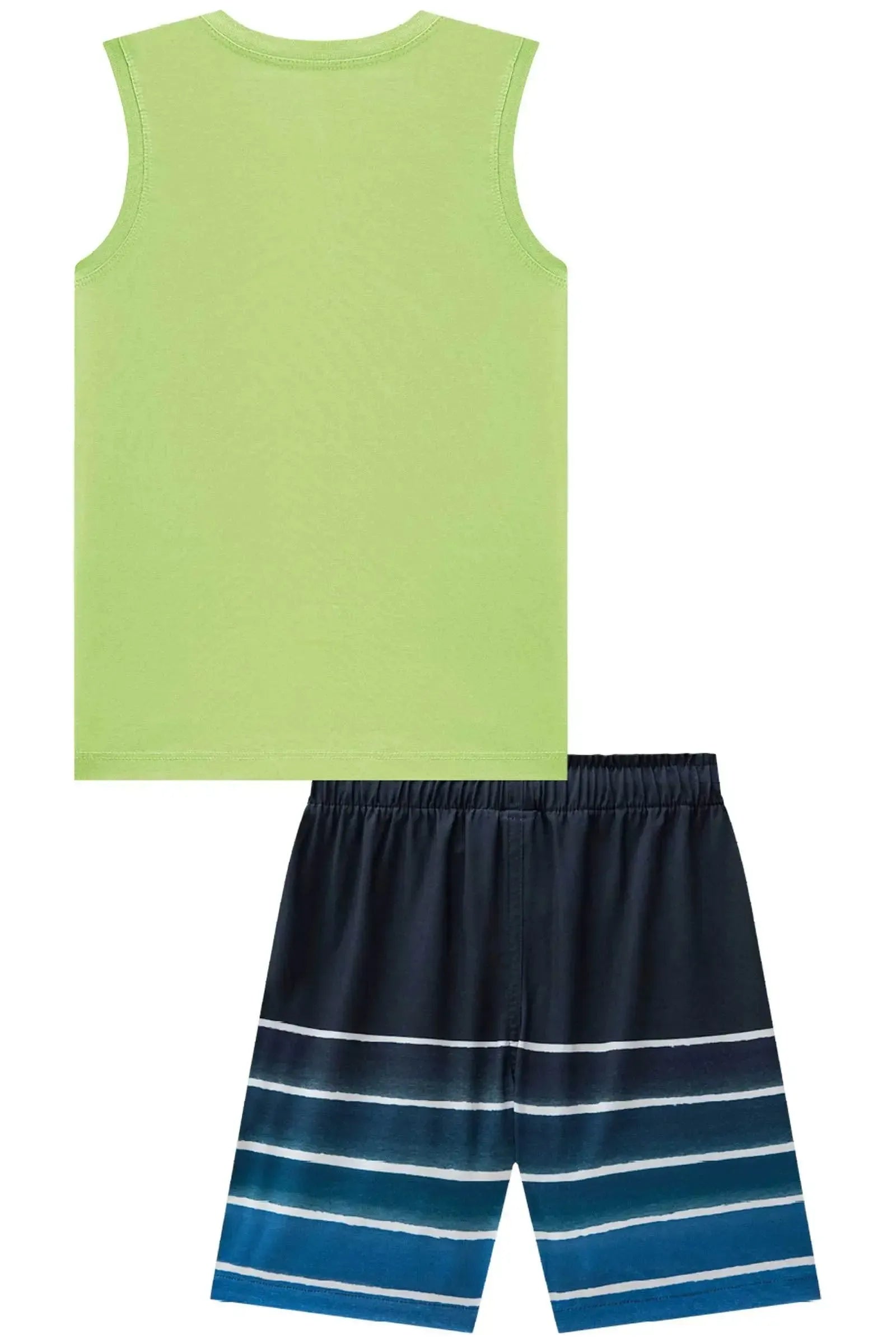 Conjunto de Regata em Meia Malha e Bermuda em Nylon Ergonomic com Elastano 88812 LucBoo Infantil Menino