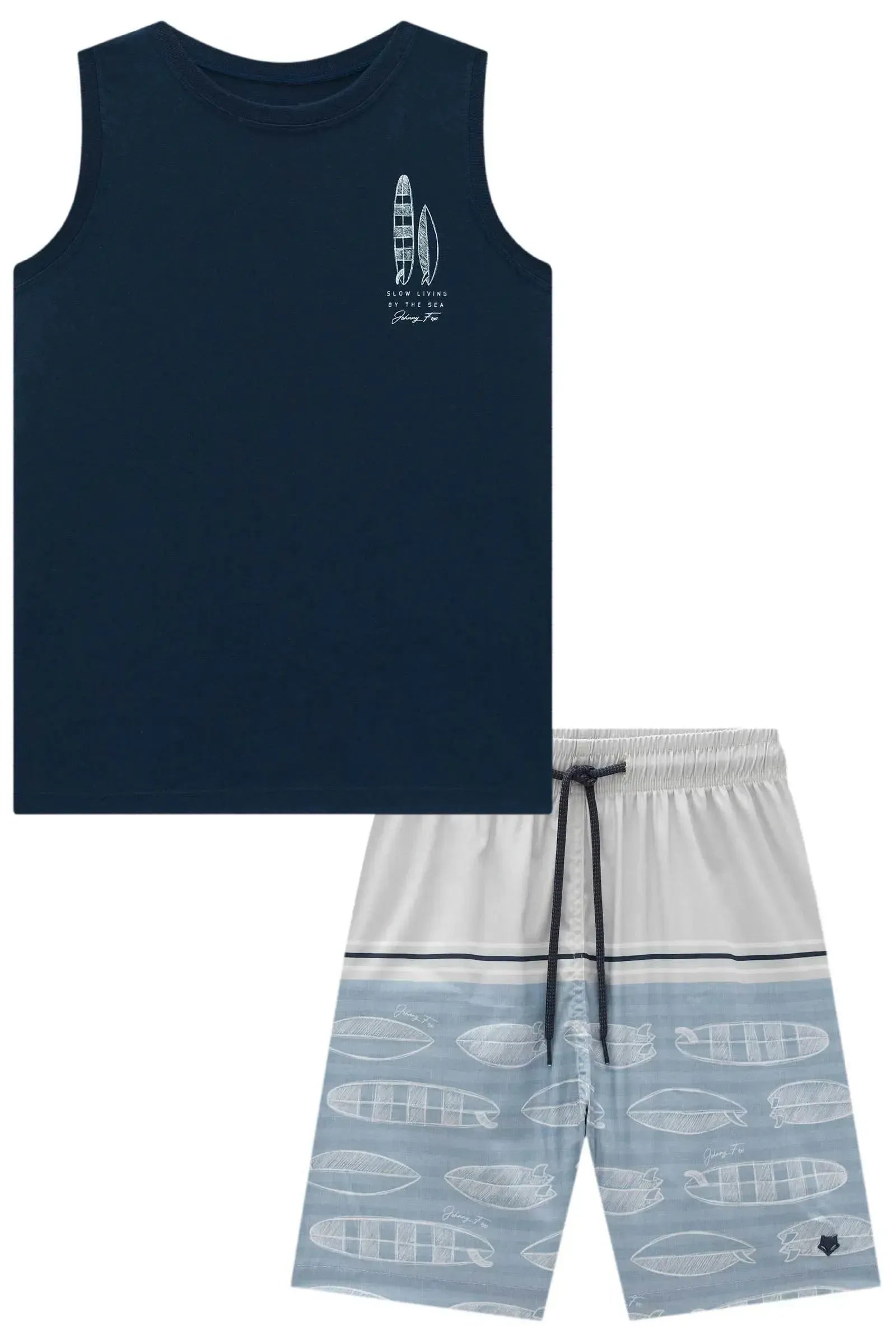 Conjunto de Regata em Meia Malha e Bermuda em Nylon Ergonomic com Elastano 96718 Johnny Fox Teen Menino