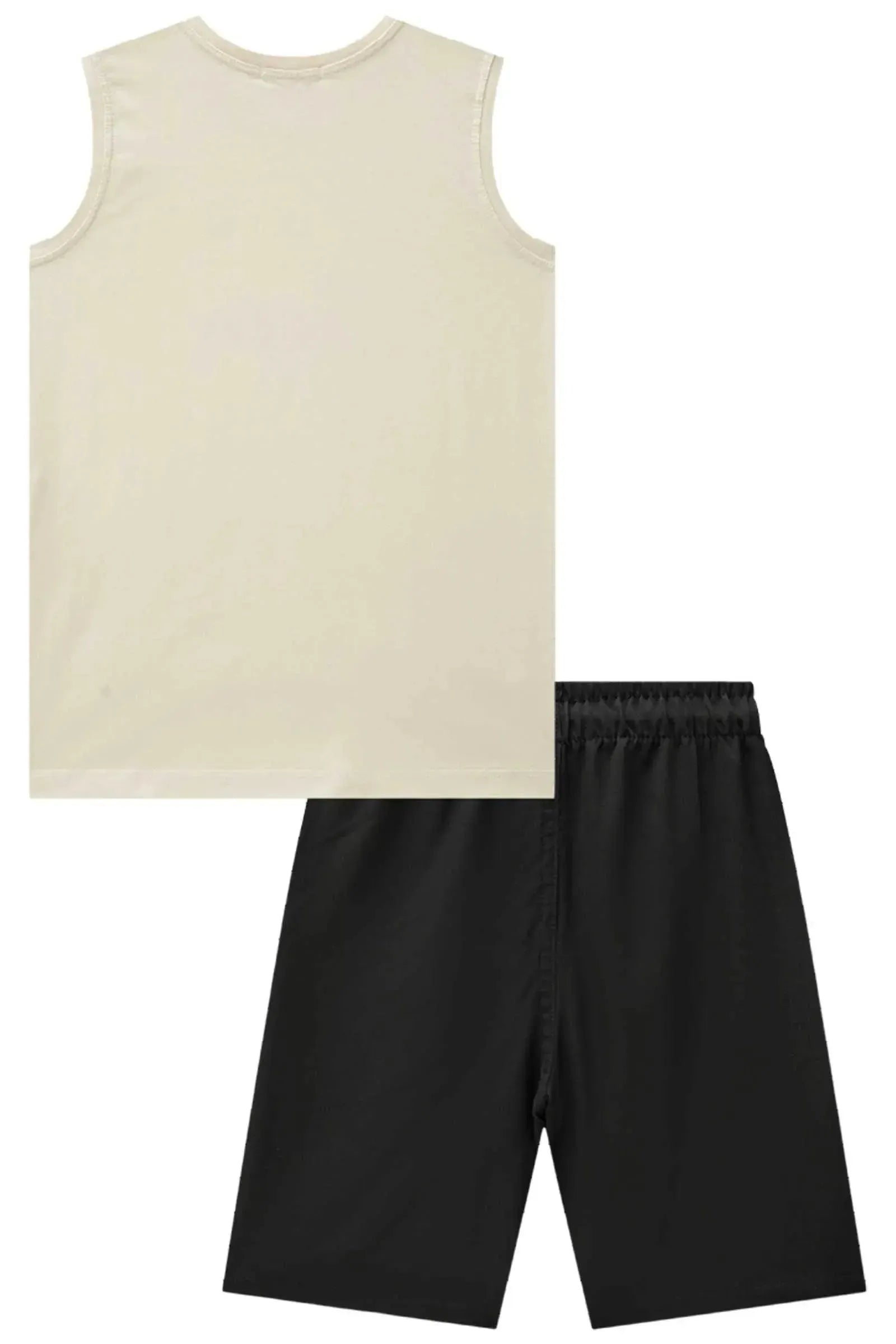 Conjunto de Regata em Meia Malha e Bermuda em Nylon Tecnospan com Elastano 85135 LucBoo Infantil Menino