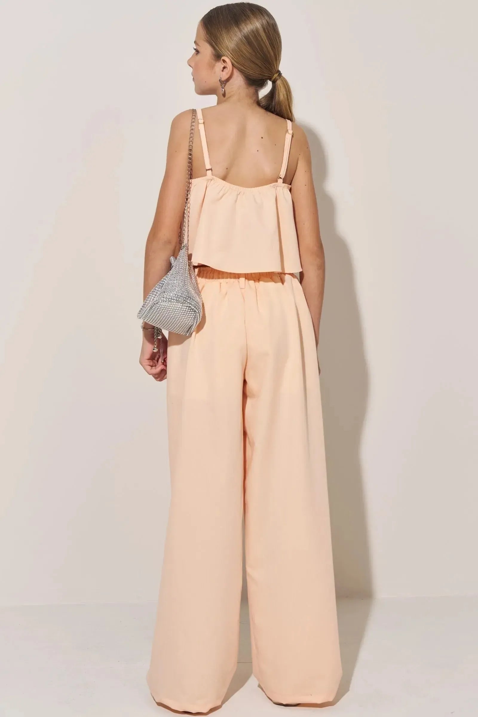 Conjunto de Top Cropped e Calça em Tecido Plano de Viscose 84670 Lilimoon Teen Menina