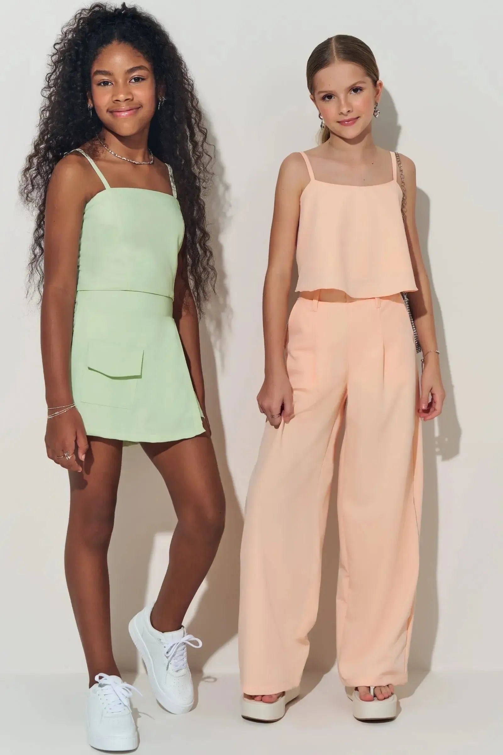Conjunto de Top Cropped e Calça em Tecido Plano de Viscose 84670 Lilimoon Teen Menina