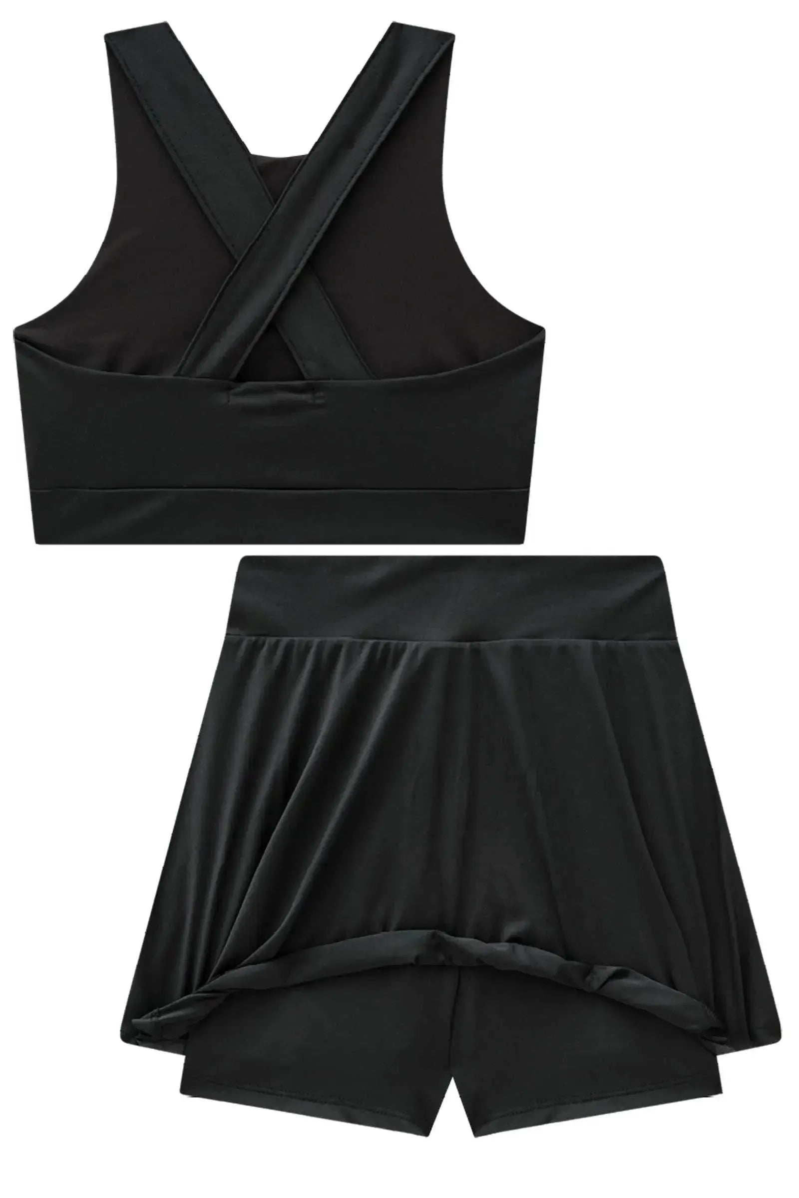 Conjunto de Top Cropped e Saia com Shorts Embutido em Malha UV Dry 50+ 85307 Lilimoon Teen Menina