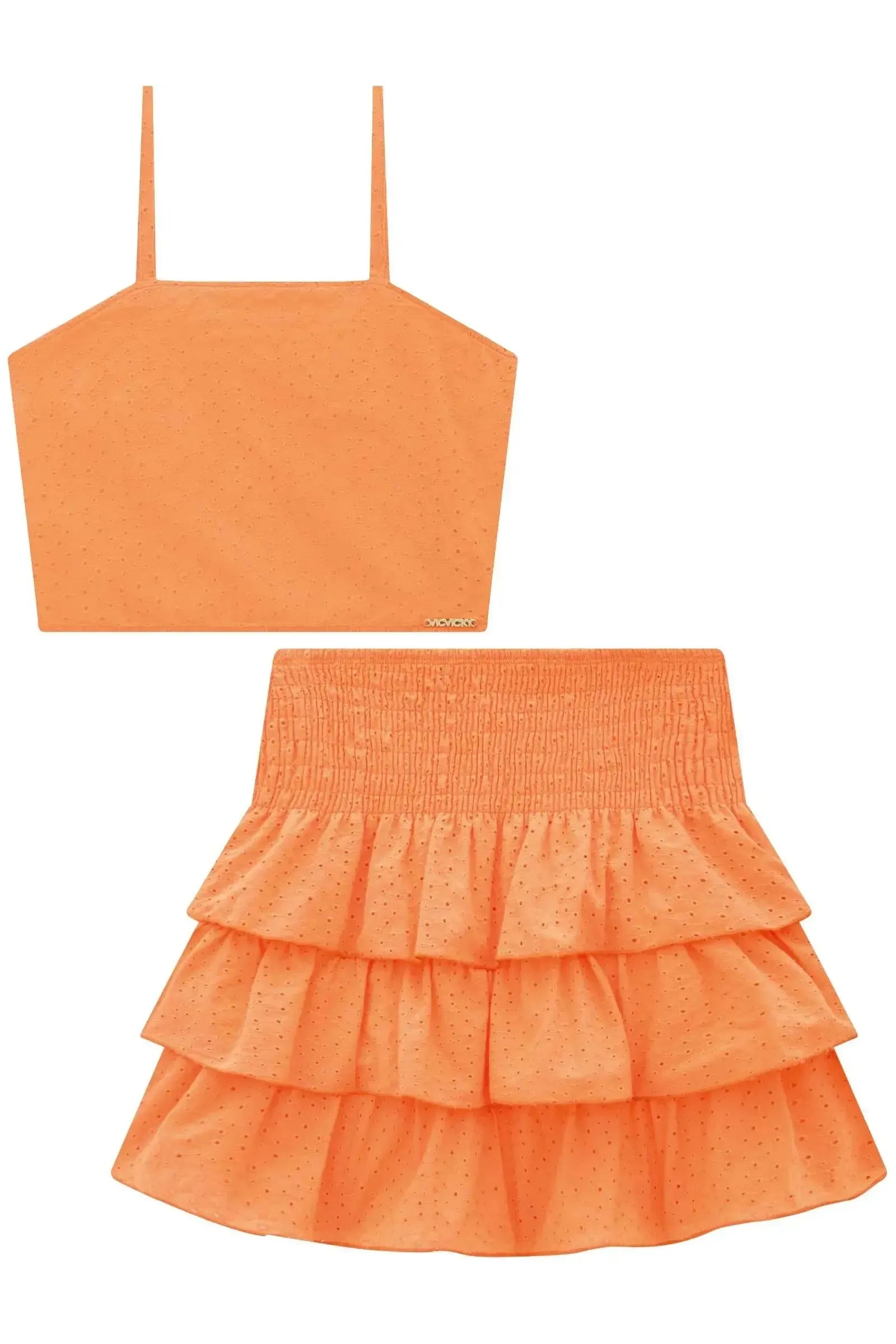 Conjunto de Top Cropped e Saia em Laise 92713 Vic&Vicky Teen Menina