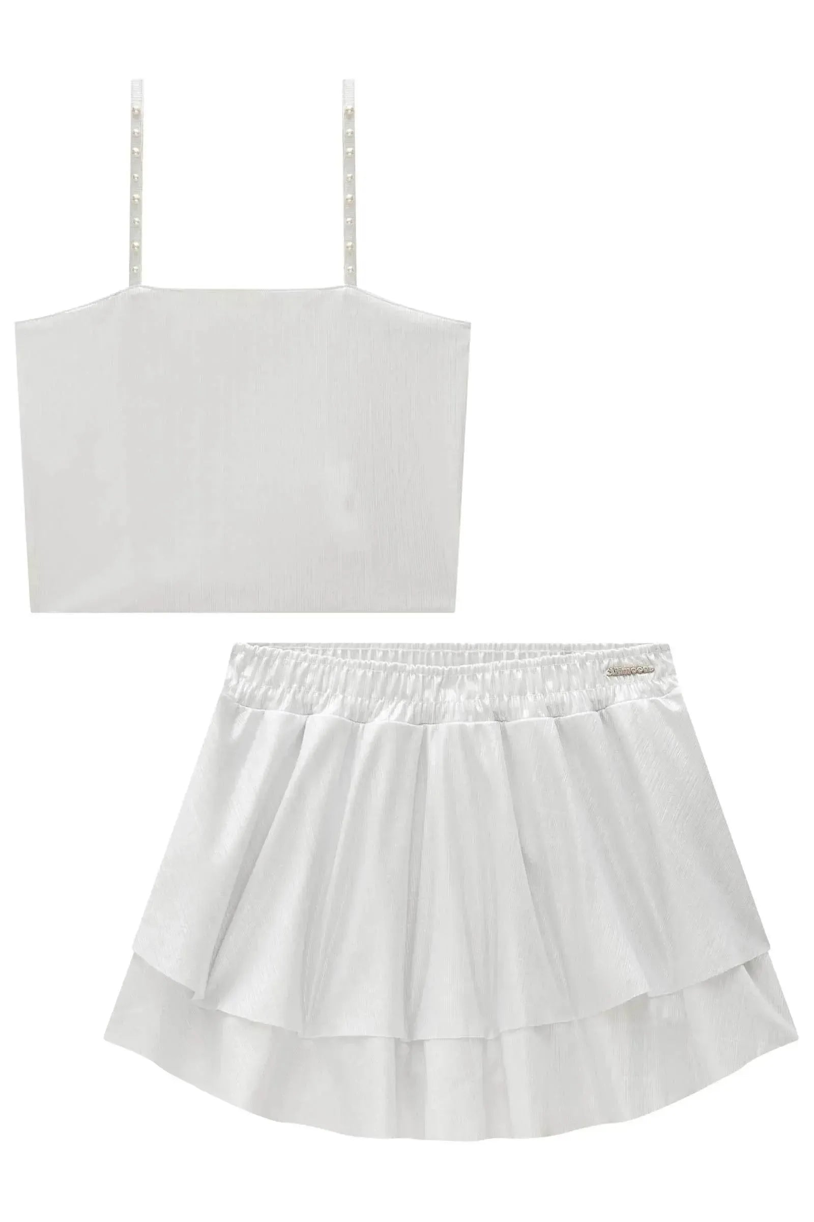 Conjunto de Top Cropped e Saia em Tecido Diamond Spander com Shorts Embutido 83722 Lilimoon Teen Menina