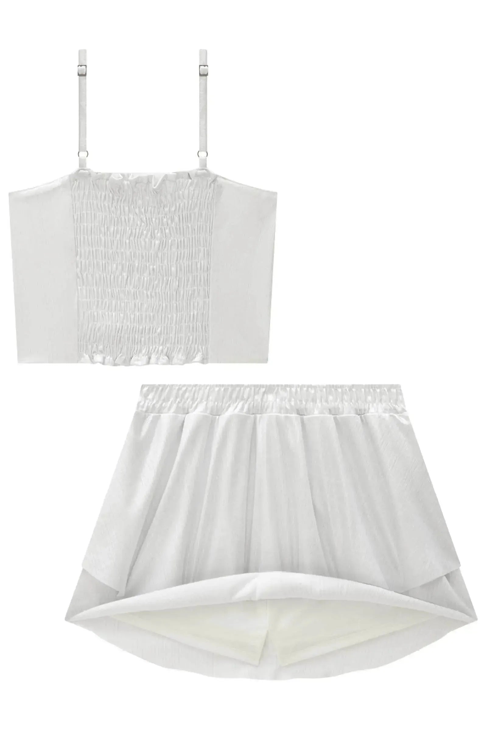 Conjunto de Top Cropped e Saia em Tecido Diamond Spander com Shorts Embutido 83722 Lilimoon Teen Menina